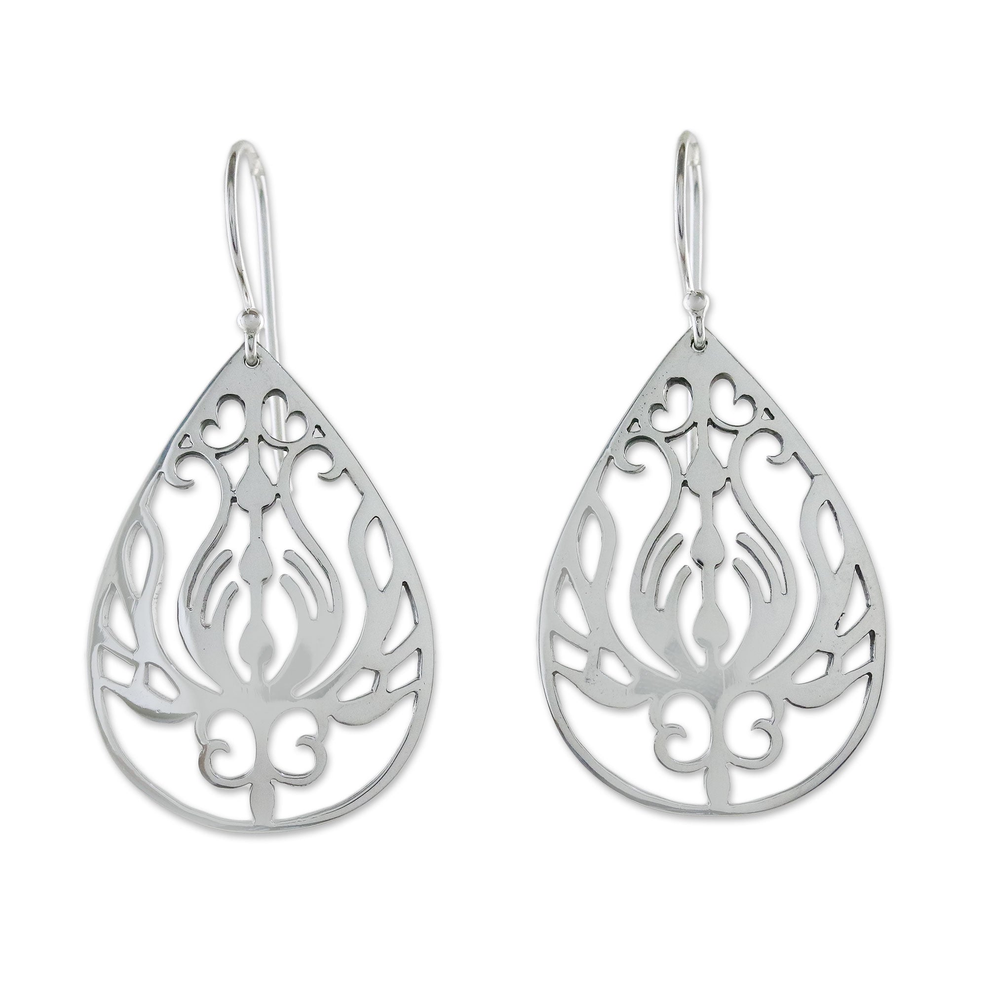 Premium Life Grows Openwork Sterling Silver Dangle Earrings – Handcrafted in Thailand