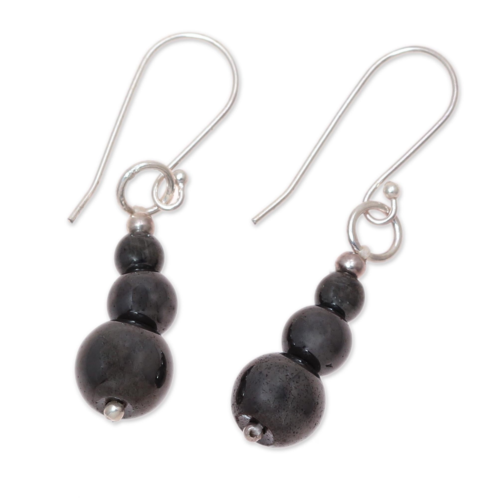 Premium Mysteries of the Night Hematite Earrings with Sterling Silver Hooks