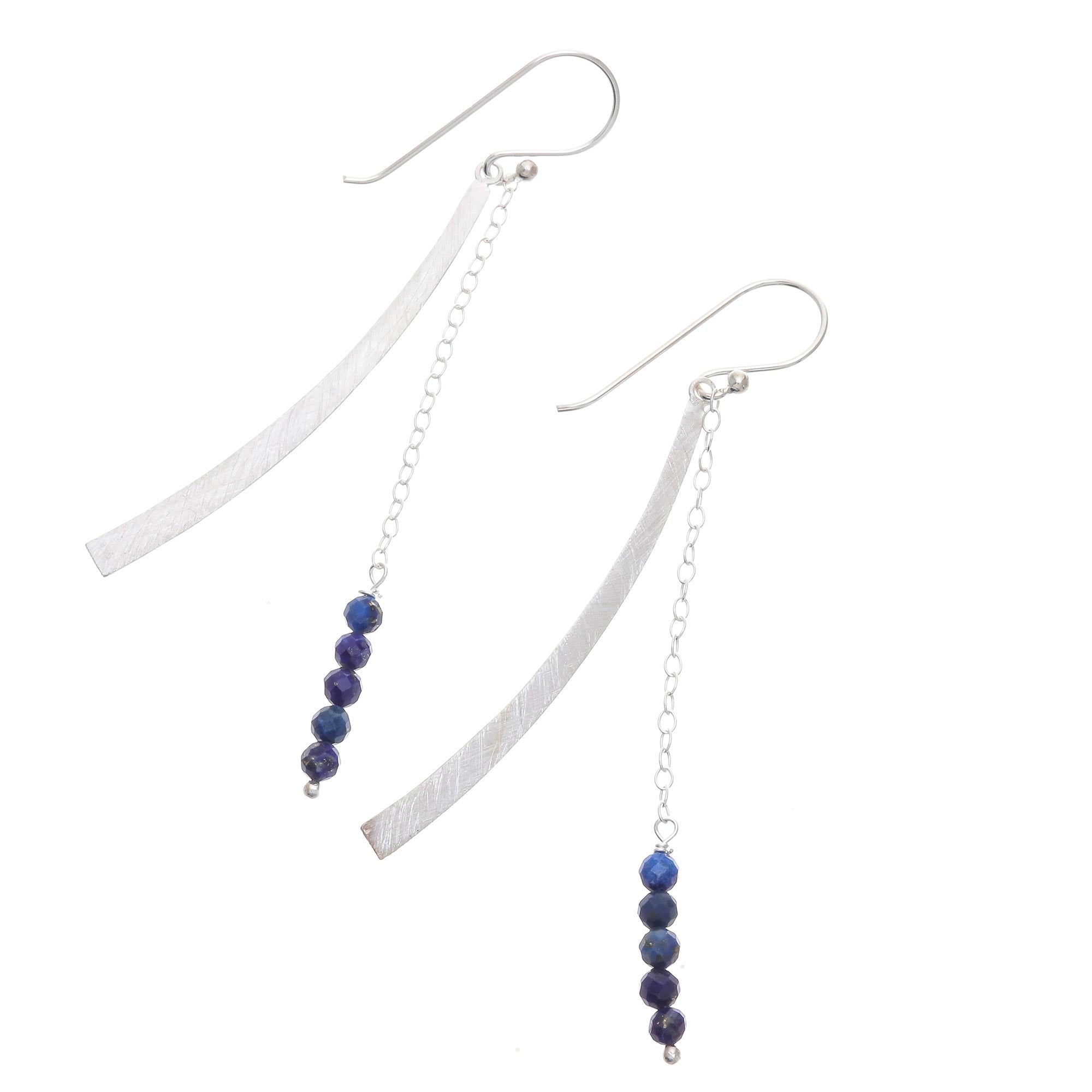 Premium Modern Lapis Lazuli Dangle Earrings - Handcrafted in Thailand