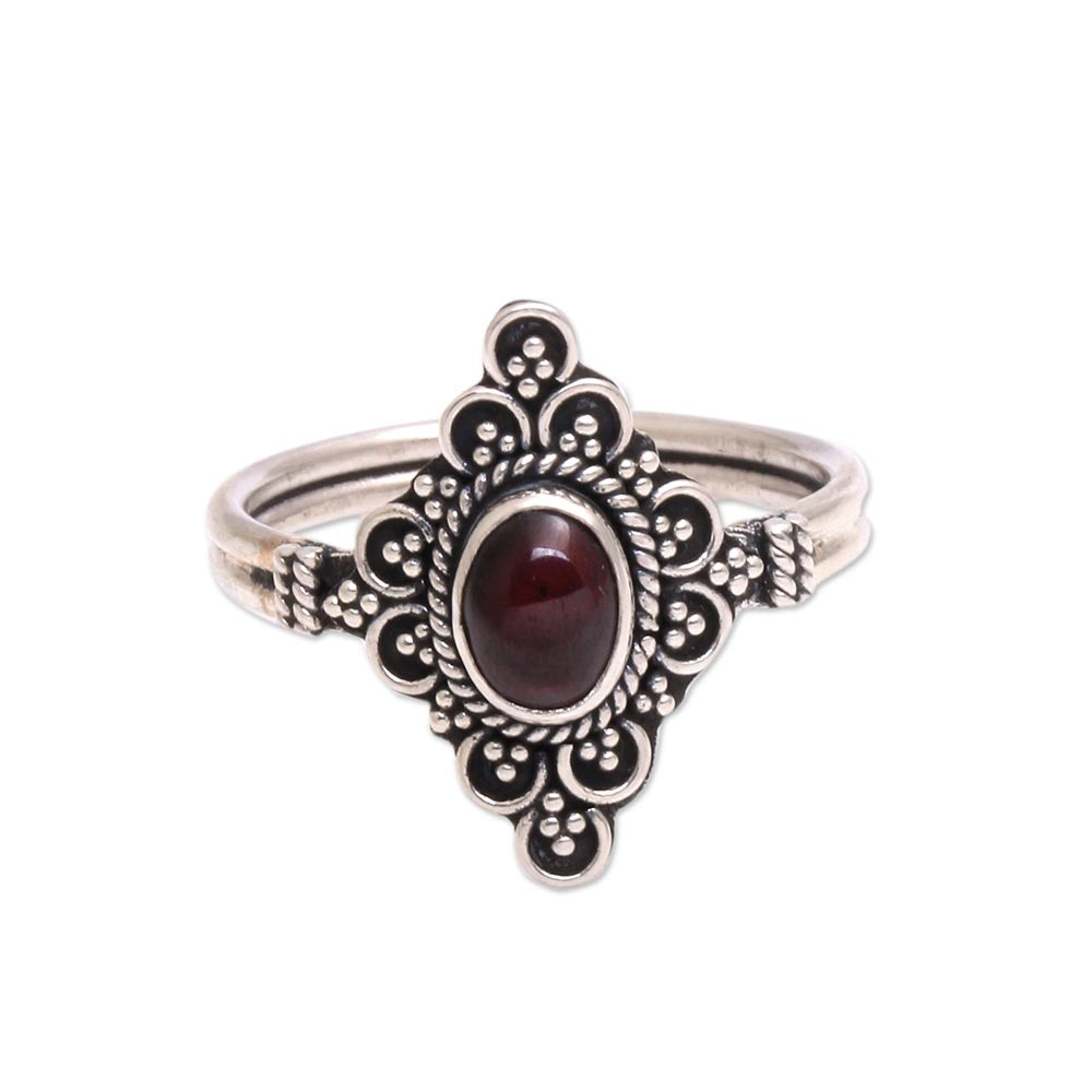 Premium Handcrafted Garnet Cocktail Ring - Bali's Artisan Jewelry