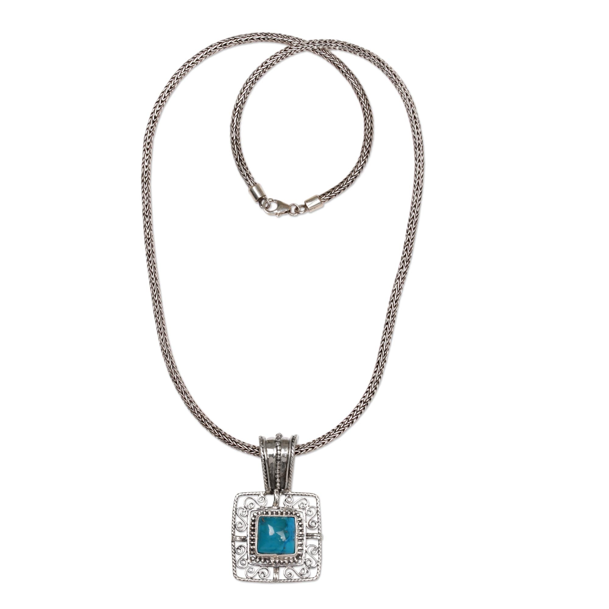 Premium Blue Regency Turquoise Pendant Necklace - Handcrafted Luxury