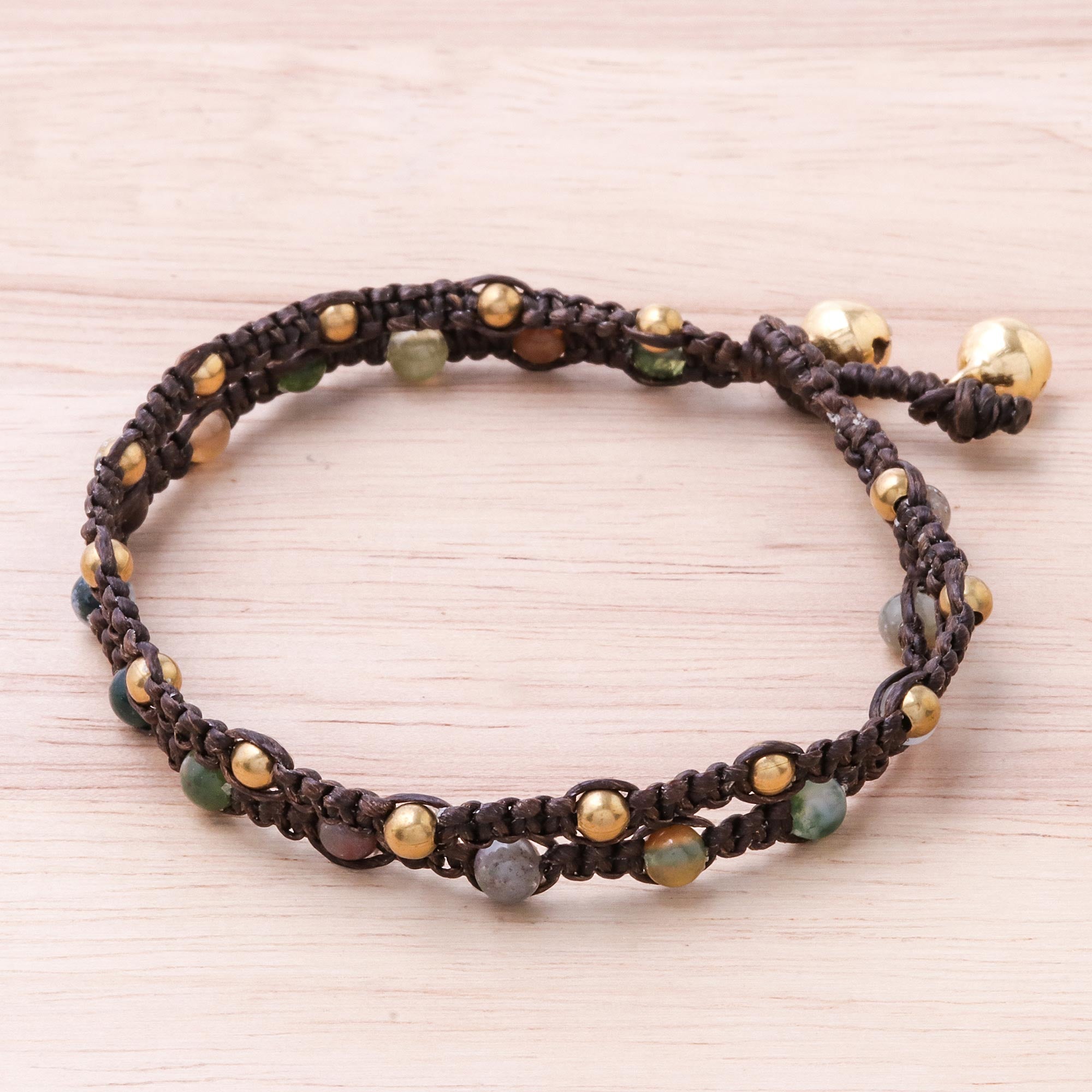 Premium Boho Chic Agate Brass Bracelet - Handmade in Thailand