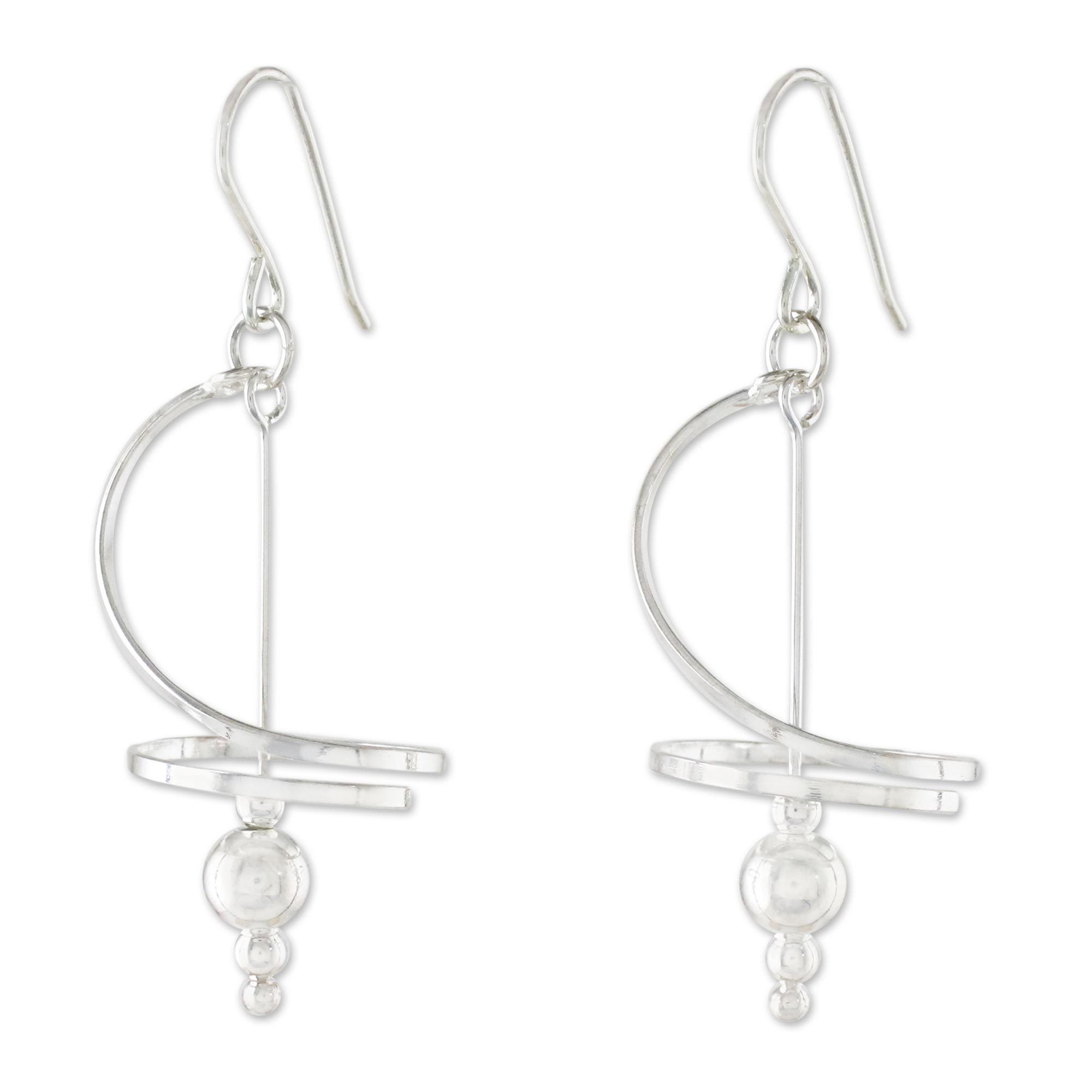 Premium Spiral Dangle Sterling Silver Earrings - Handmade in Thailand