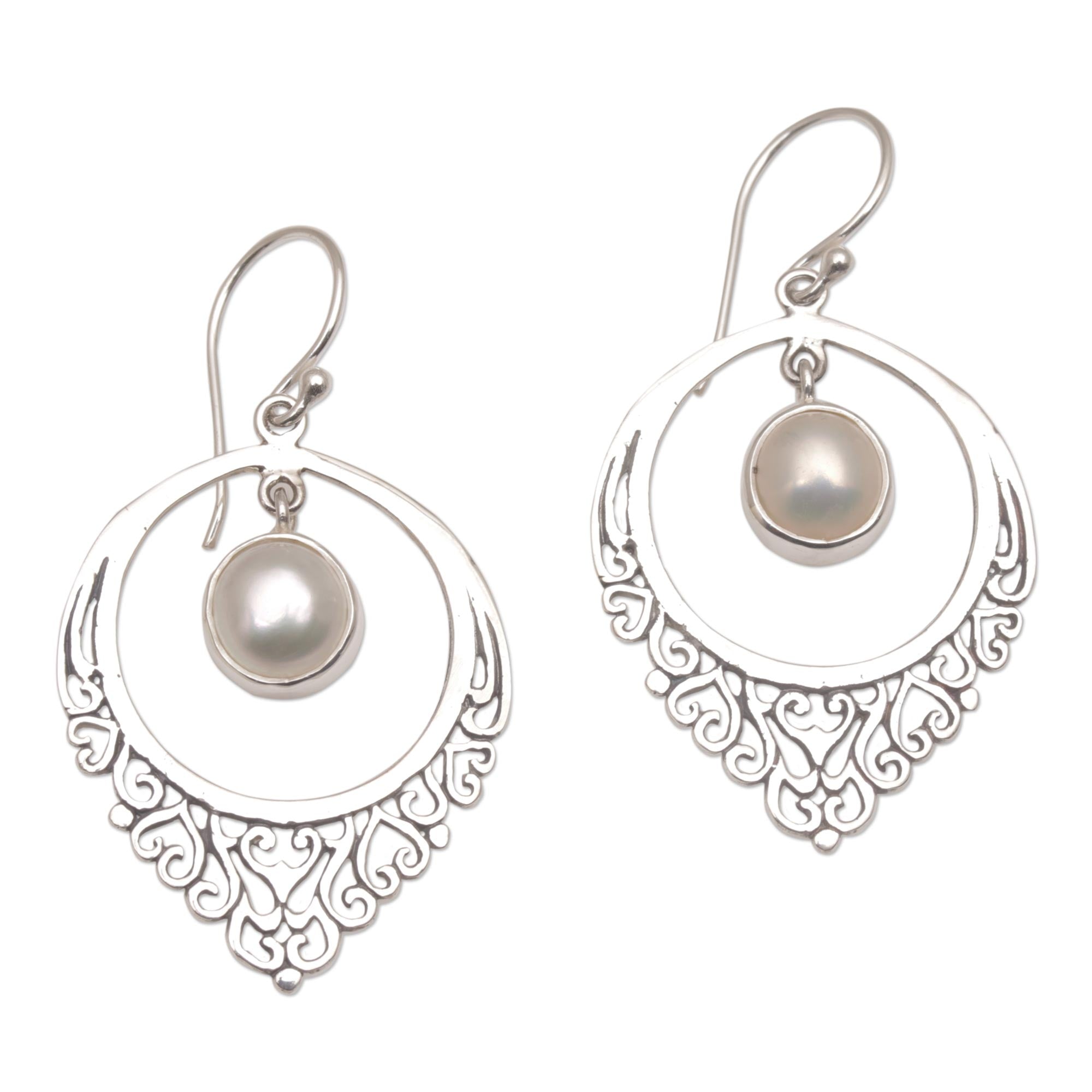 Premium Fair Daydream Handmade 925 Sterling Silver & Cultured Mabe Pearl Drop Earrings