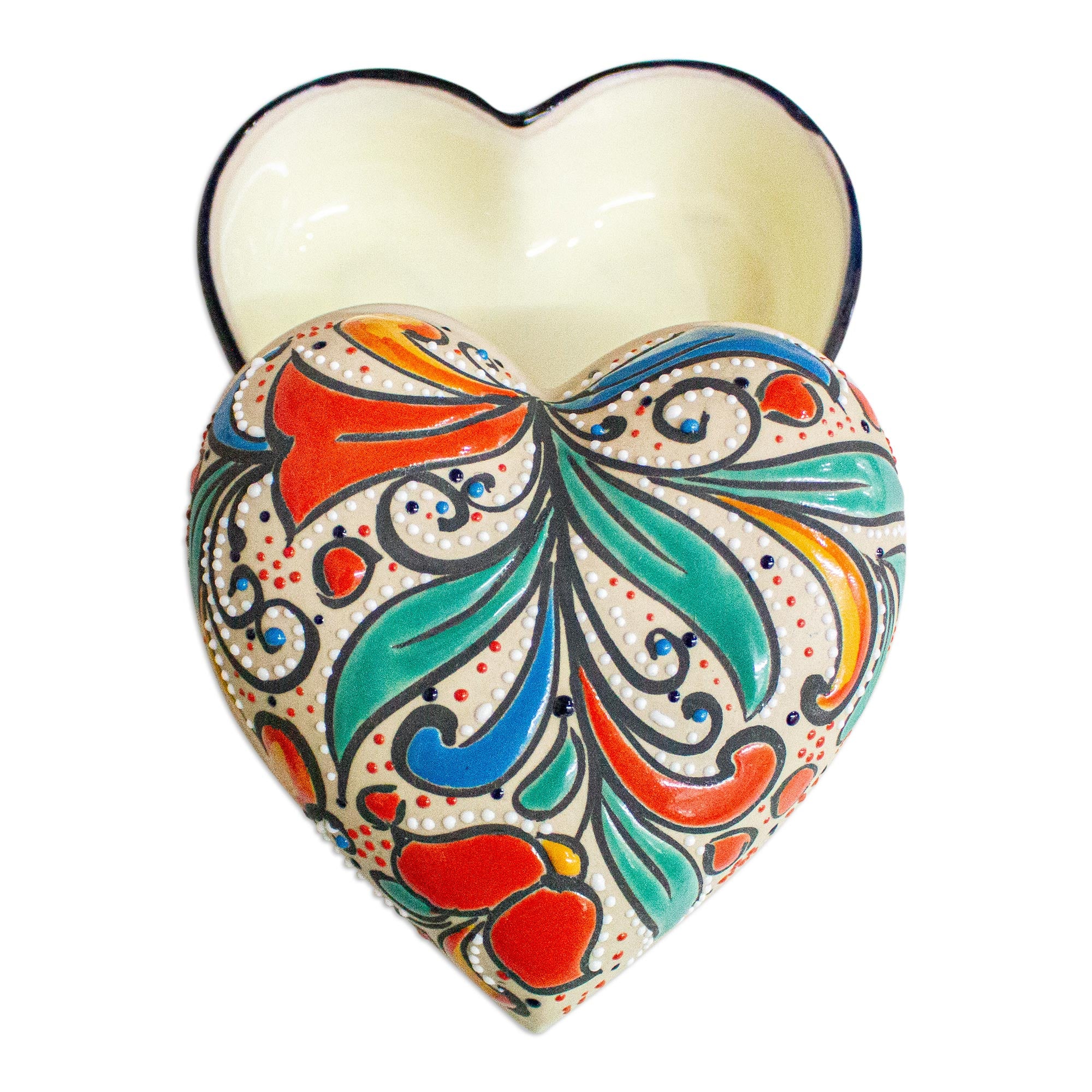 Premium Handcrafted Majolica Heart Jewelry Box - Unique & Artistic