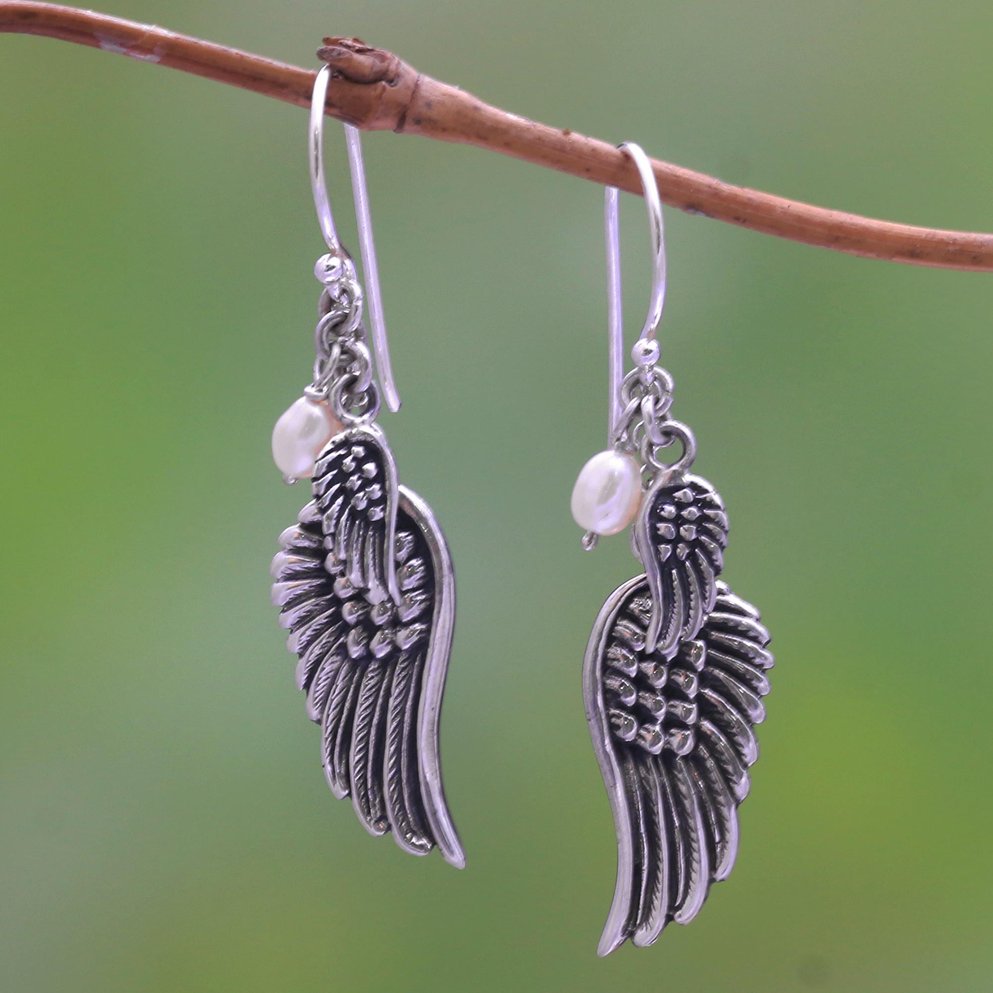 Premium Winged Glow Cultured Pearl Dangle Earrings – Handcrafted in Bali