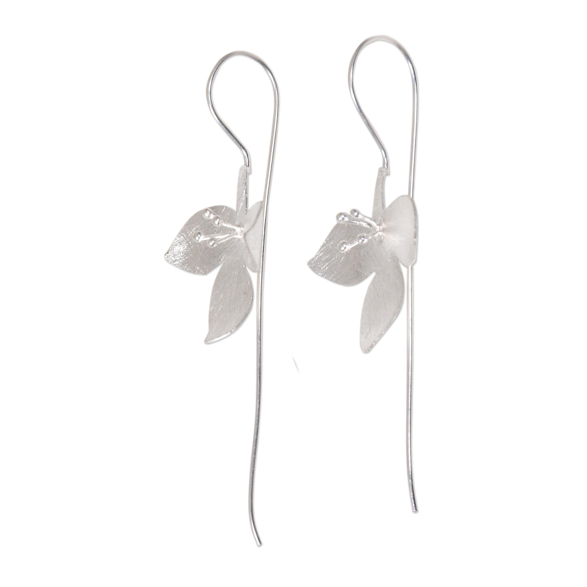 Premium Silver Tri Flower Earrings - Handcrafted Elegance