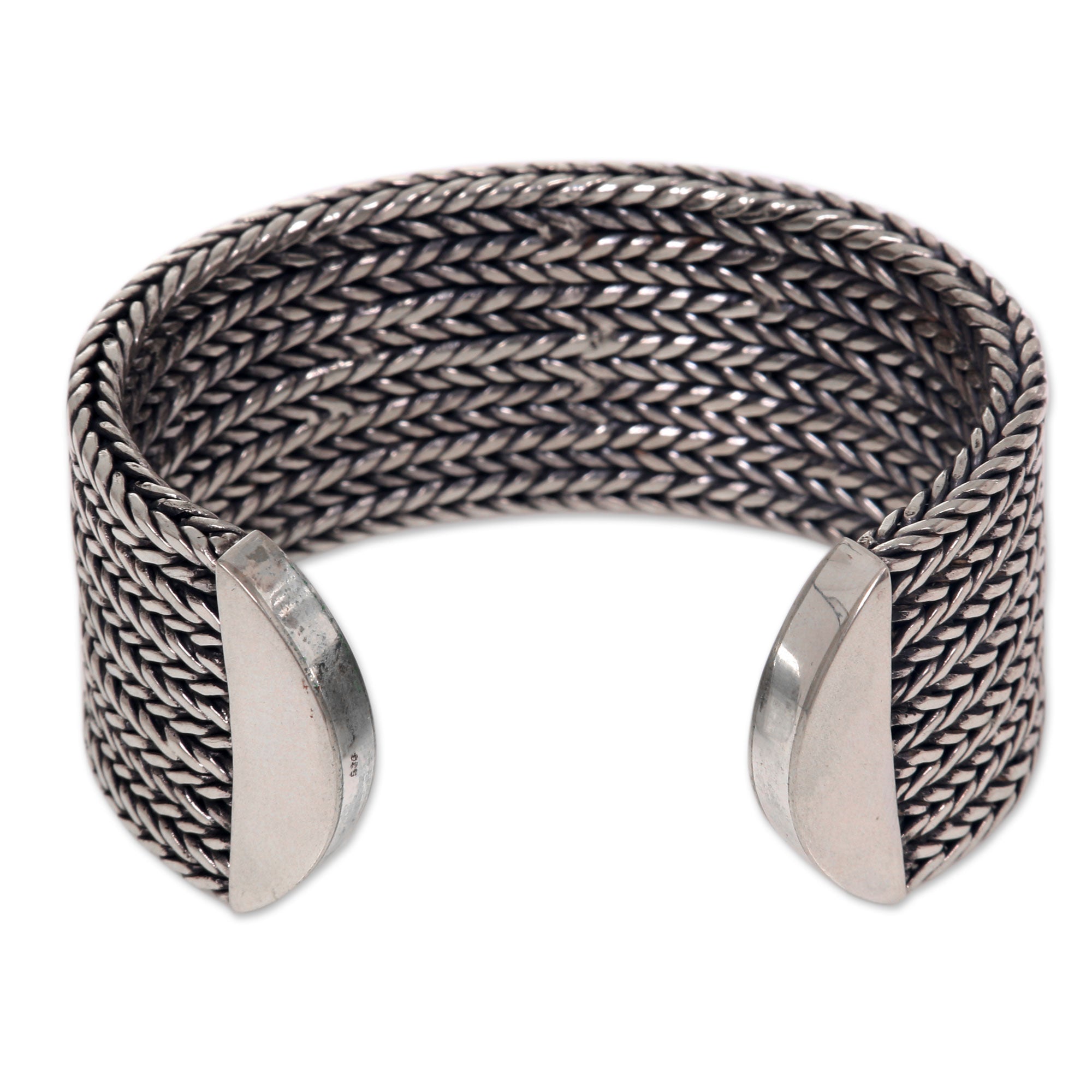 Premium Sterling Silver Horseshoe Braid Cuff Bracelet - Handcrafted in Bali