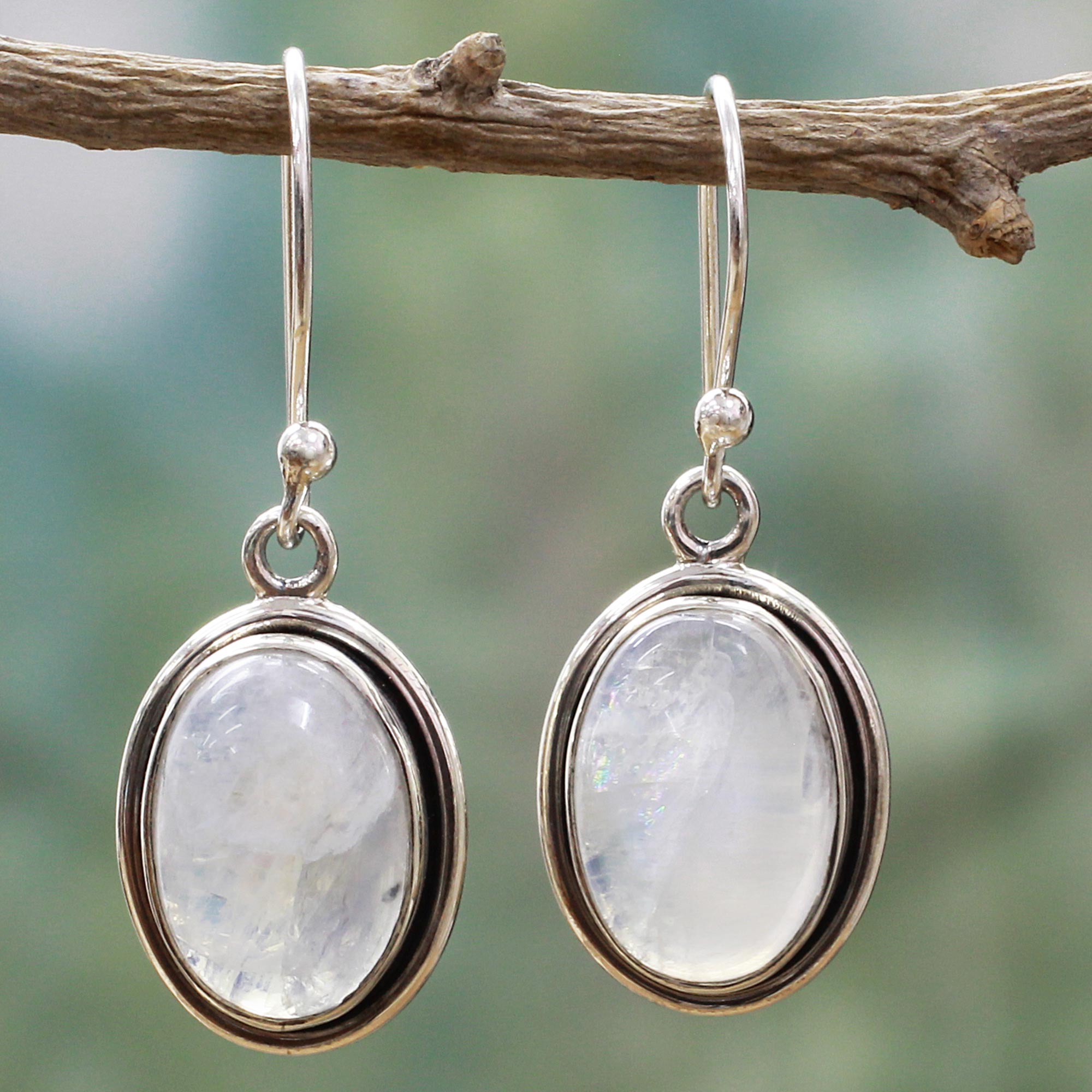 Premium Lunar Goddess Moonstone Silver Dangle Earrings – Handmade & Fair Trade