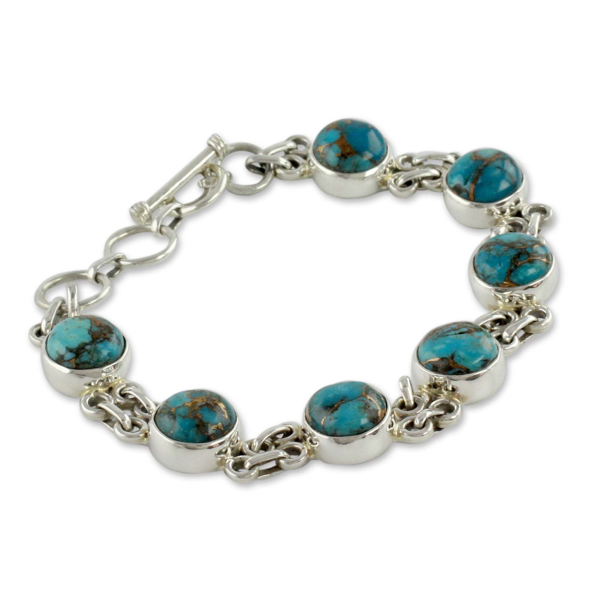 Premium Sky Paths Sterling Silver & Turquoise Bracelet - Handcrafted Indian Jewelry