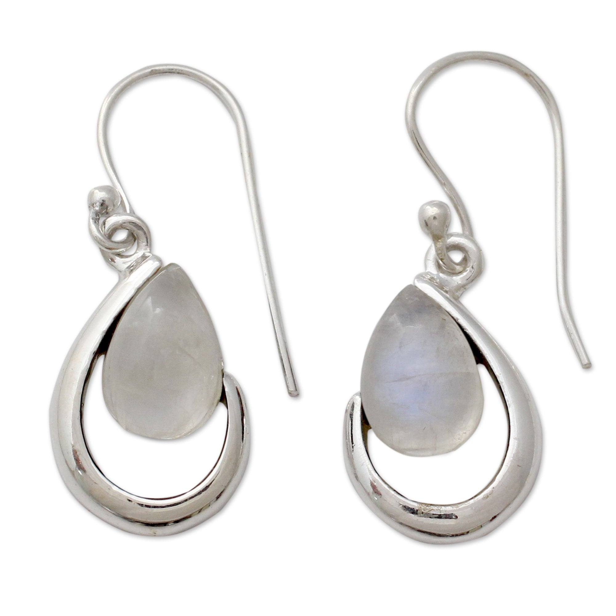 Premium Handcrafted Rainbow Moonstone Earrings - Exquisite Symmetry Design