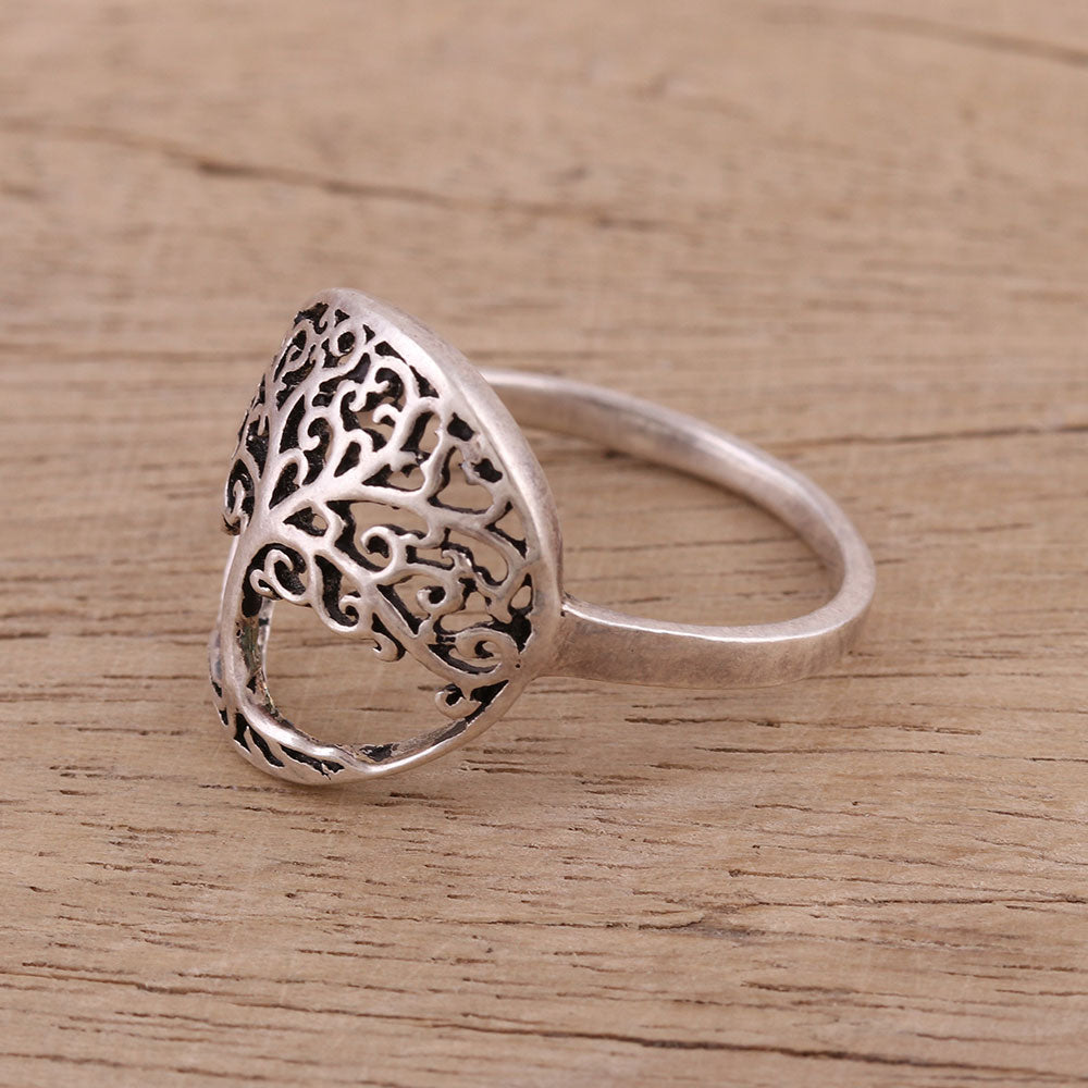 Premium Majestic Jali Tree Sterling Silver Cocktail Ring – Nature-Inspired Elegance