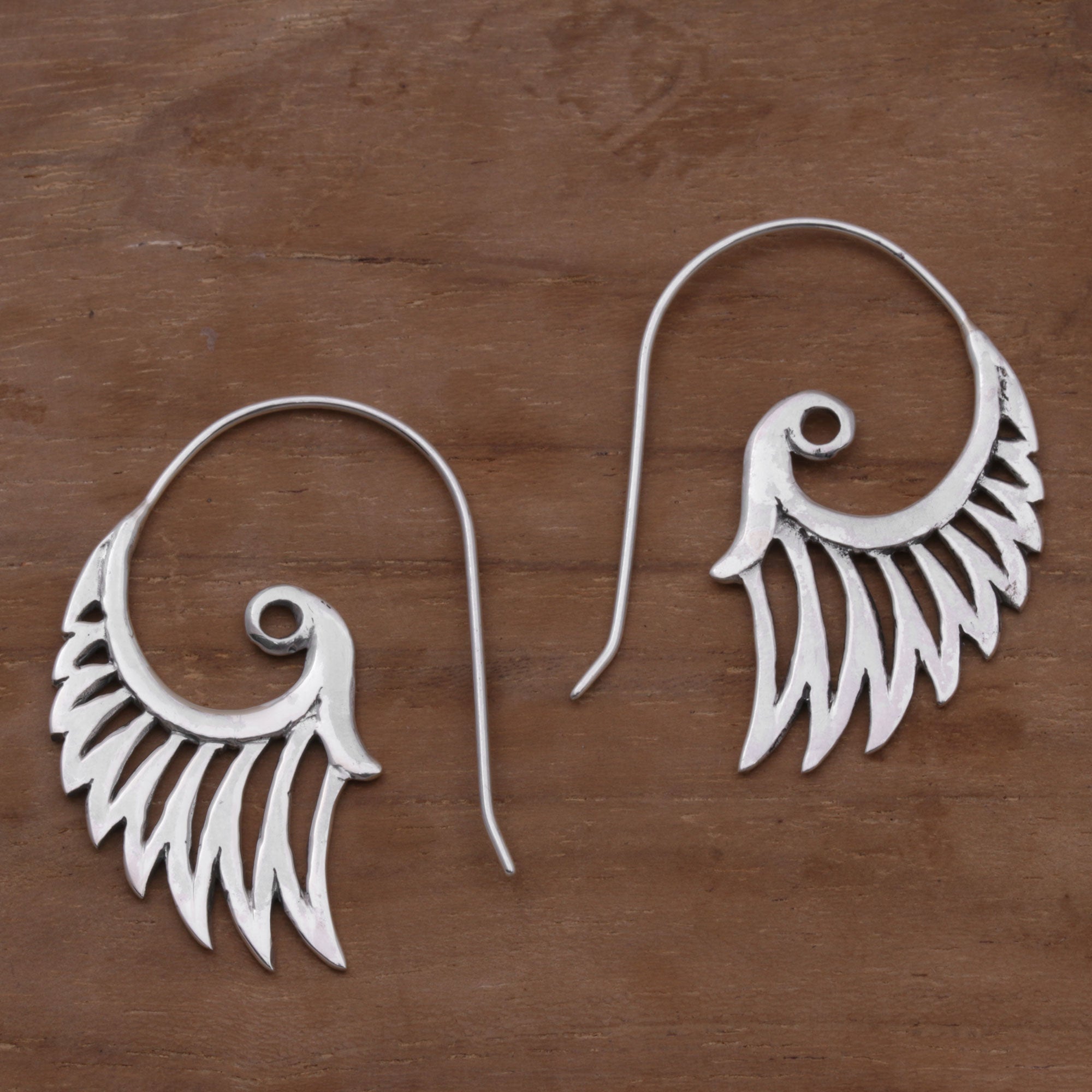 Premium Winged Elegance Spiral Sterling Silver Earrings