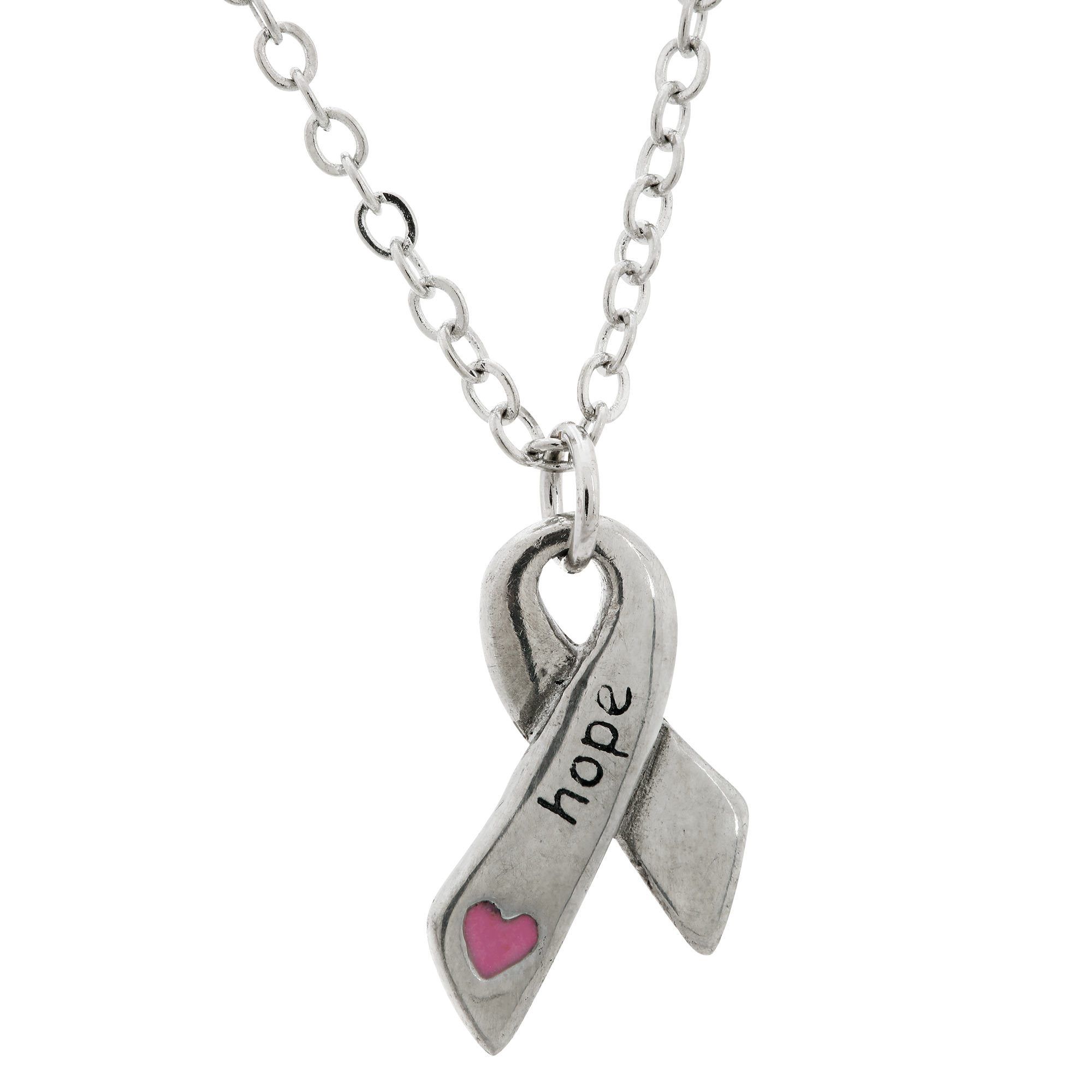 Premium Heart & Hope Ribbon Necklace - Symbol of Strength