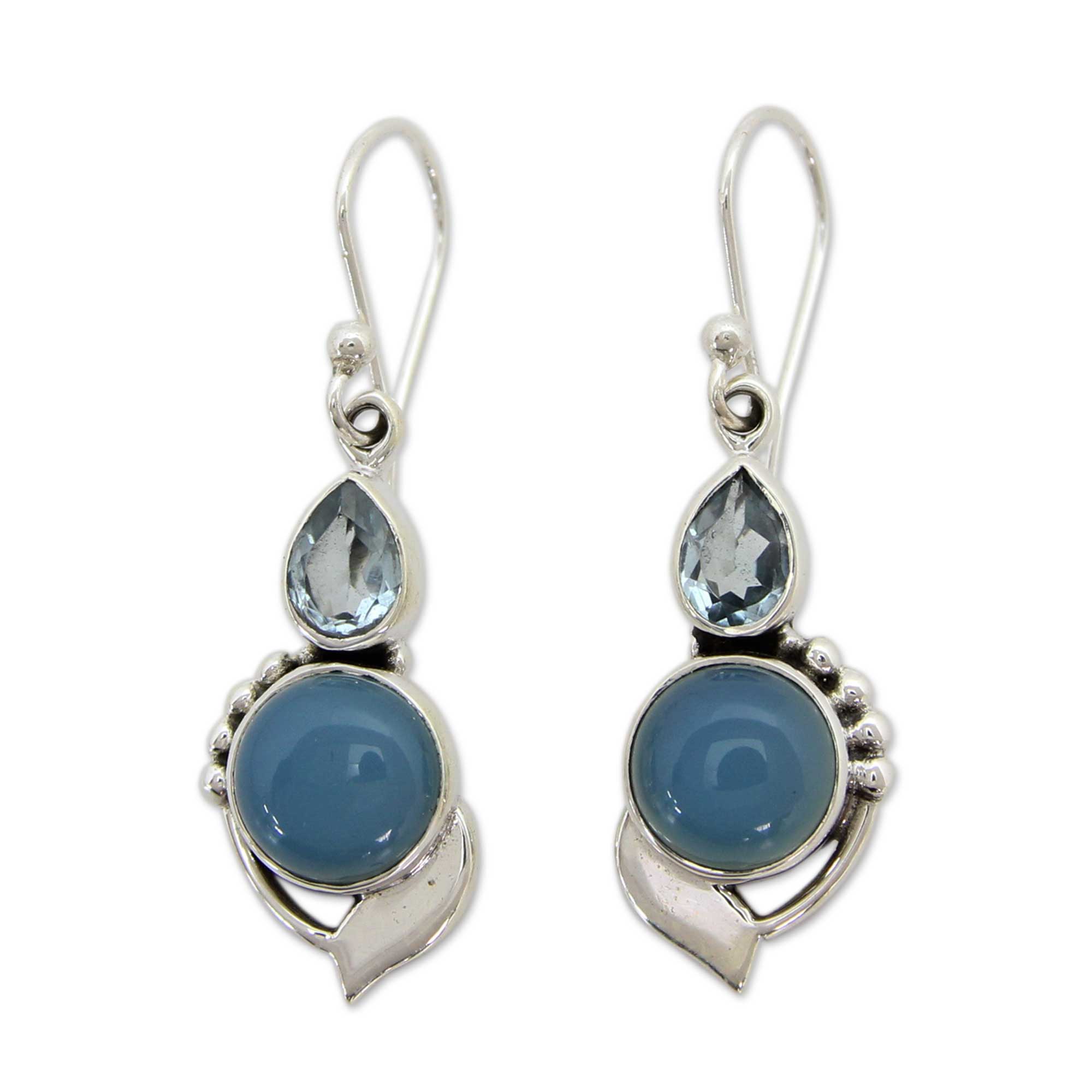 Premium Blue Topaz Silver Dangle Earrings - Modern Romance Collection