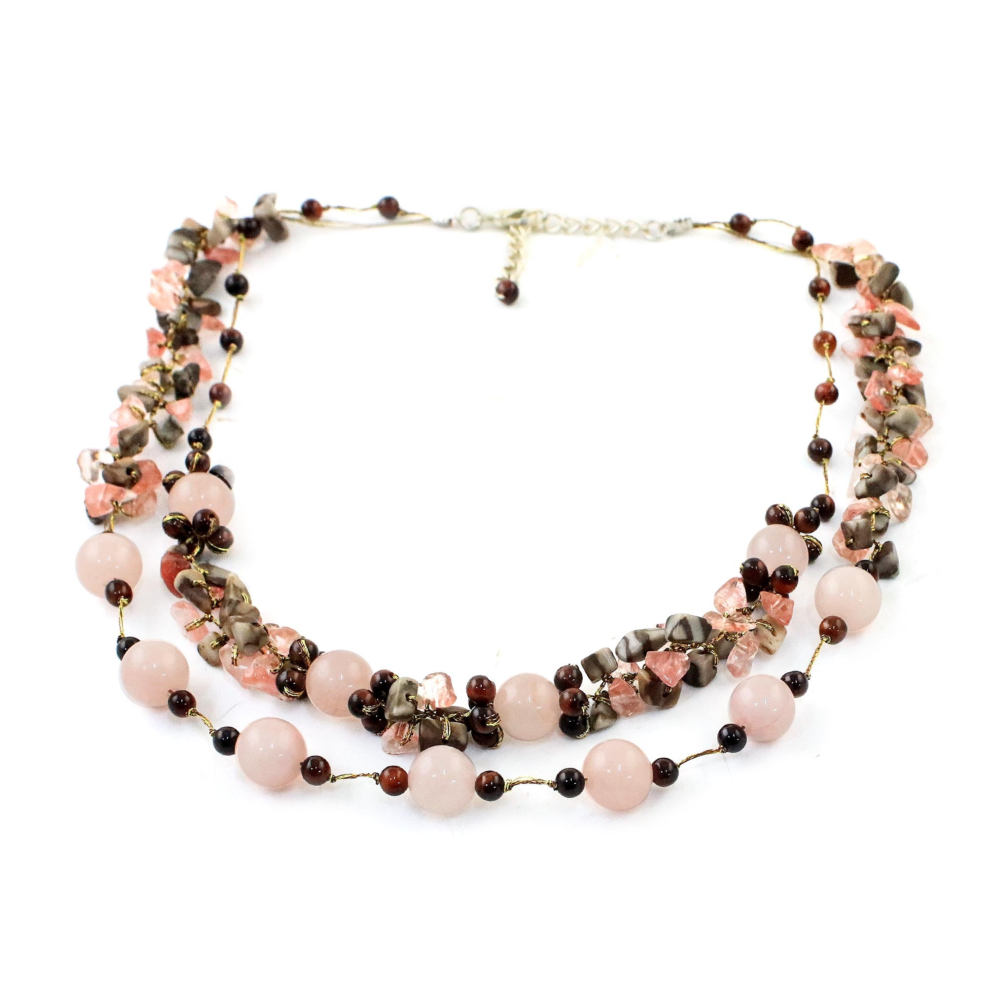 Premium Multi-Gemstone Rose Quartz Beaded Necklace – Magical Inspiration from Thailand