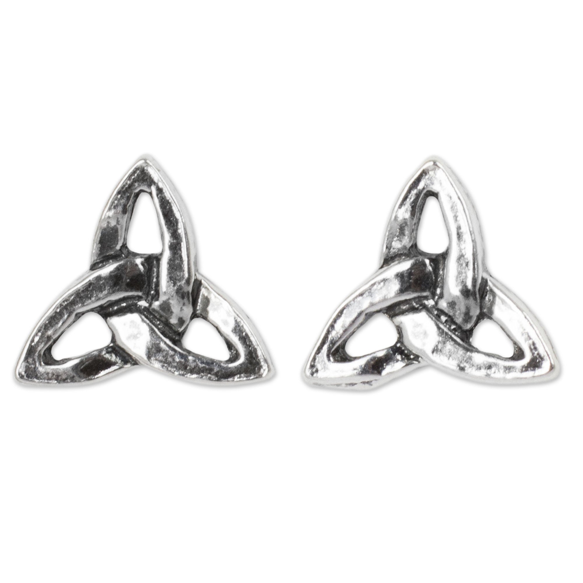 Premium Celtic Trinity Sterling Silver Stud Earrings - Handmade & Fair Trade