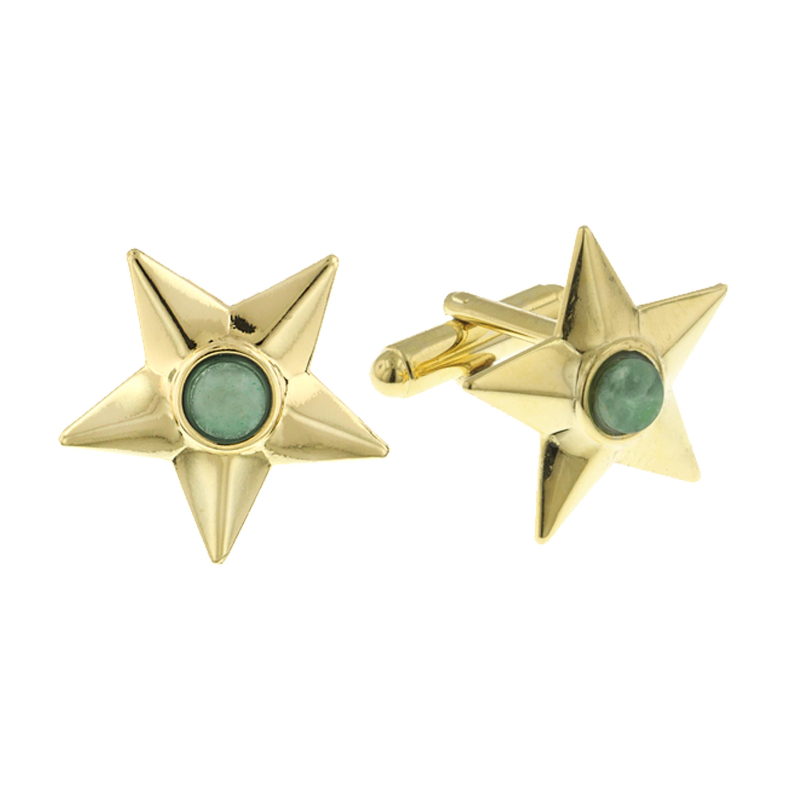 Premium 14K Gold Dipped Jade Star Cufflinks by 1928 Jewelry®