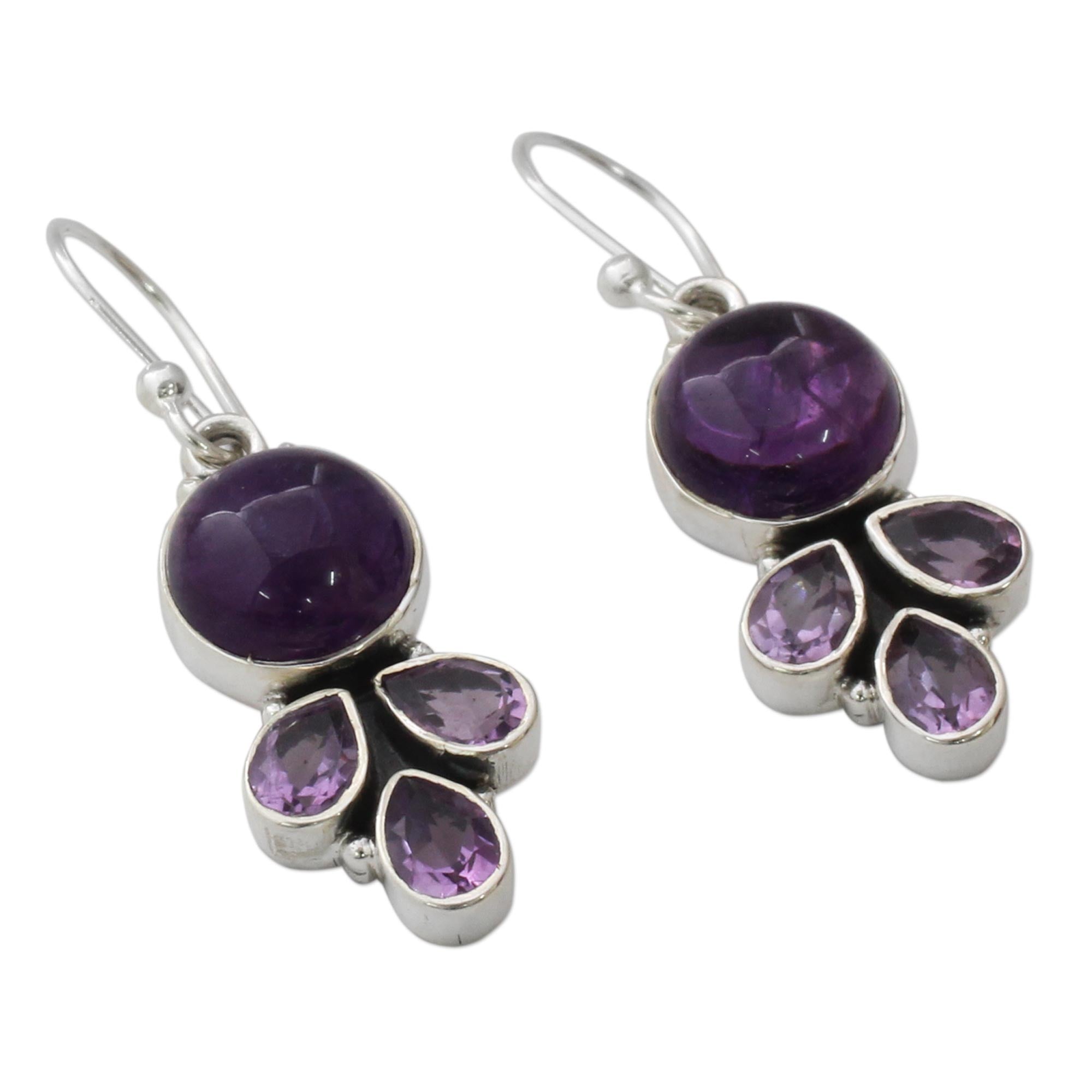 Premium Lilac Amethyst Sterling Silver Dangle Earrings