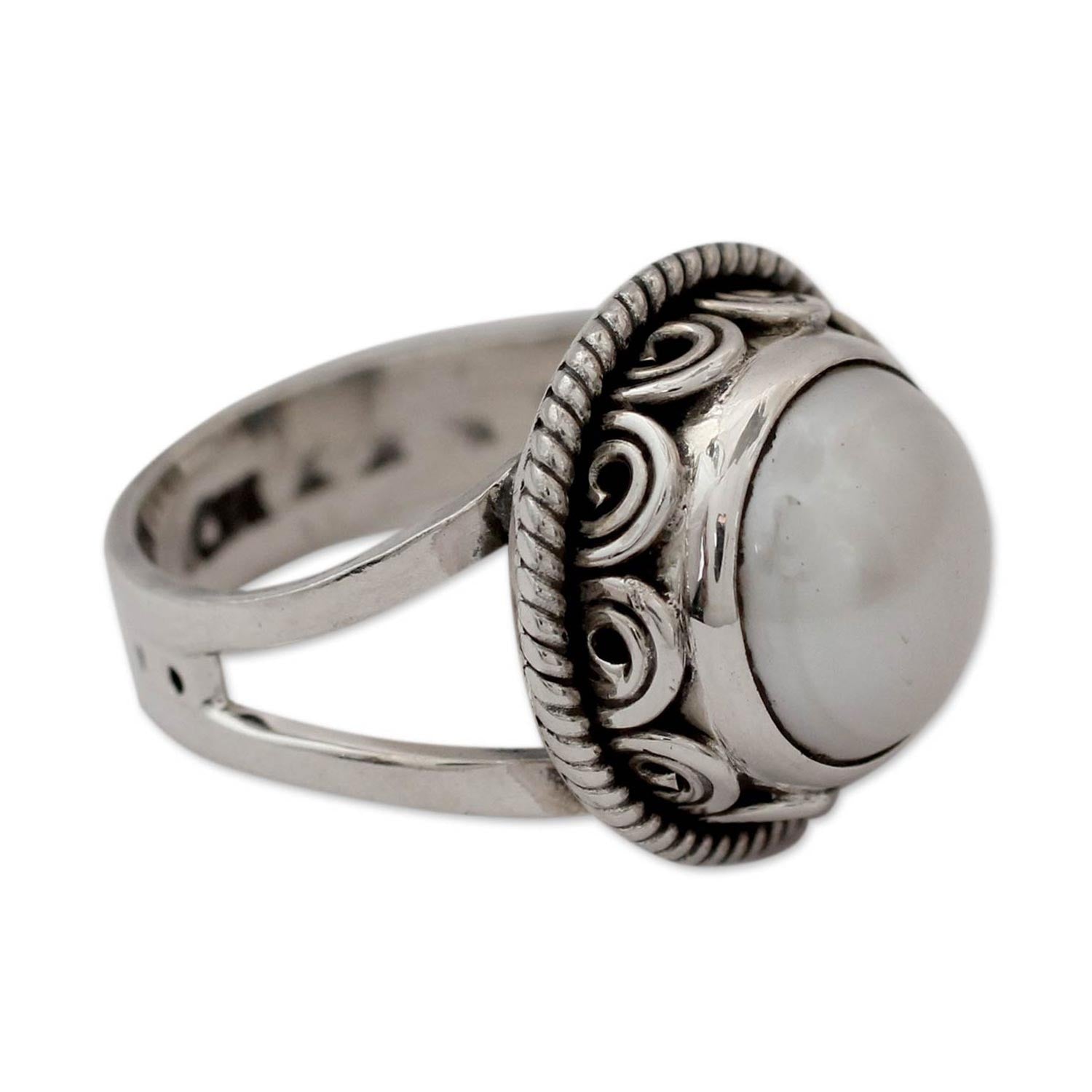 Premium Sterling Silver Perfect Love Pearl Cocktail Ring - Handcrafted in India