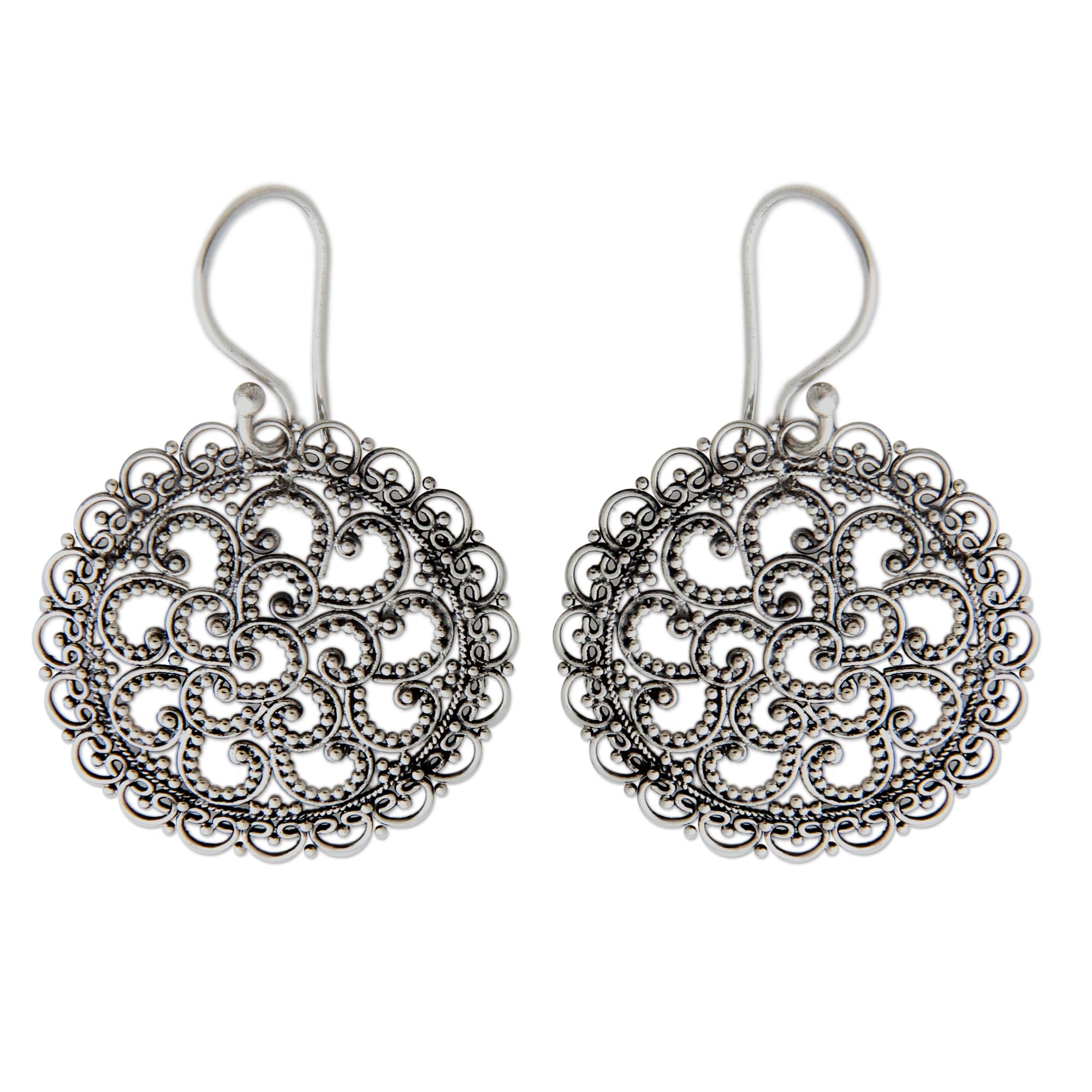 Premium Filigree Chrysanthemum Sterling Silver Earrings