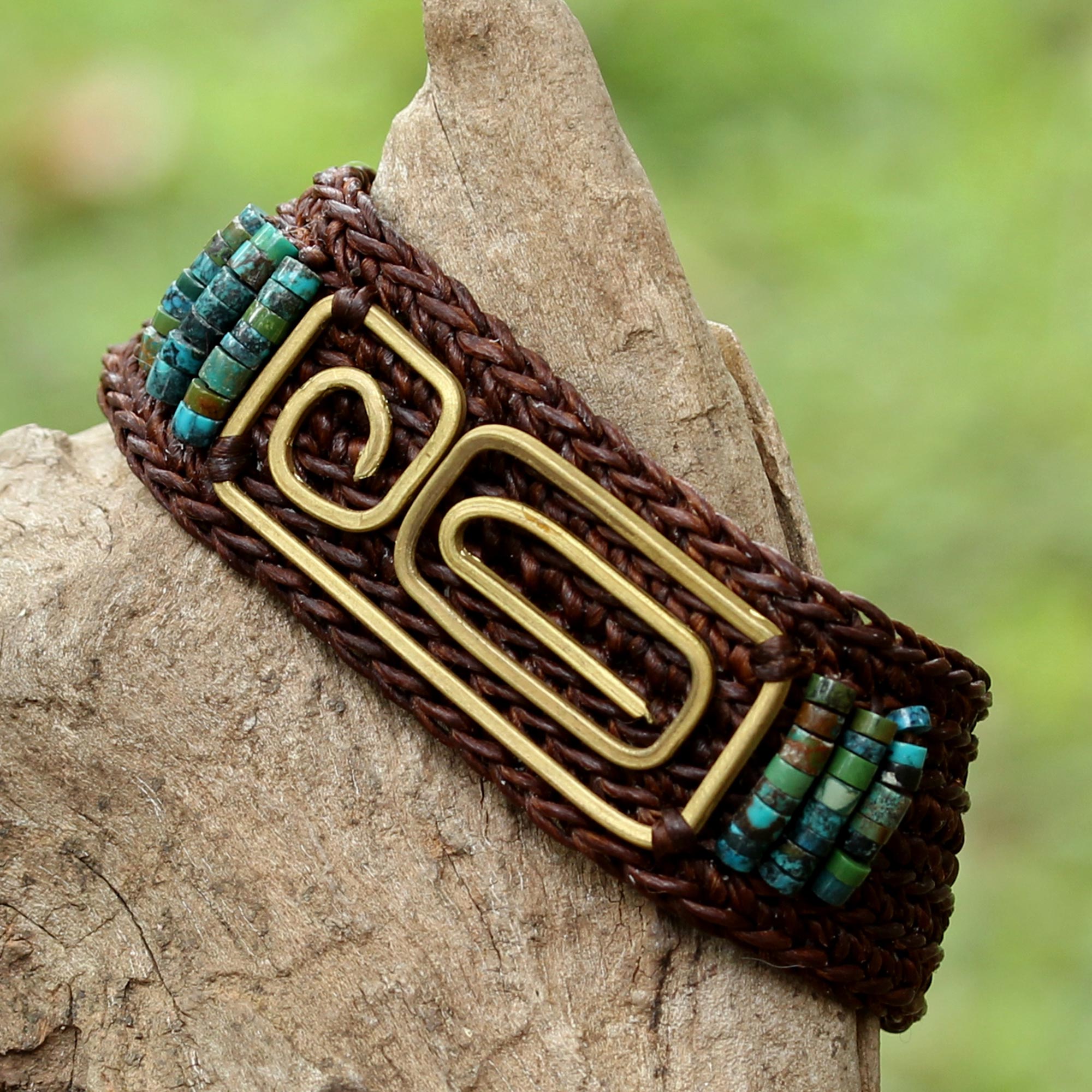 Premium Siam Fortress Bracelet - Brass & Turquoise Handcrafted Wristband