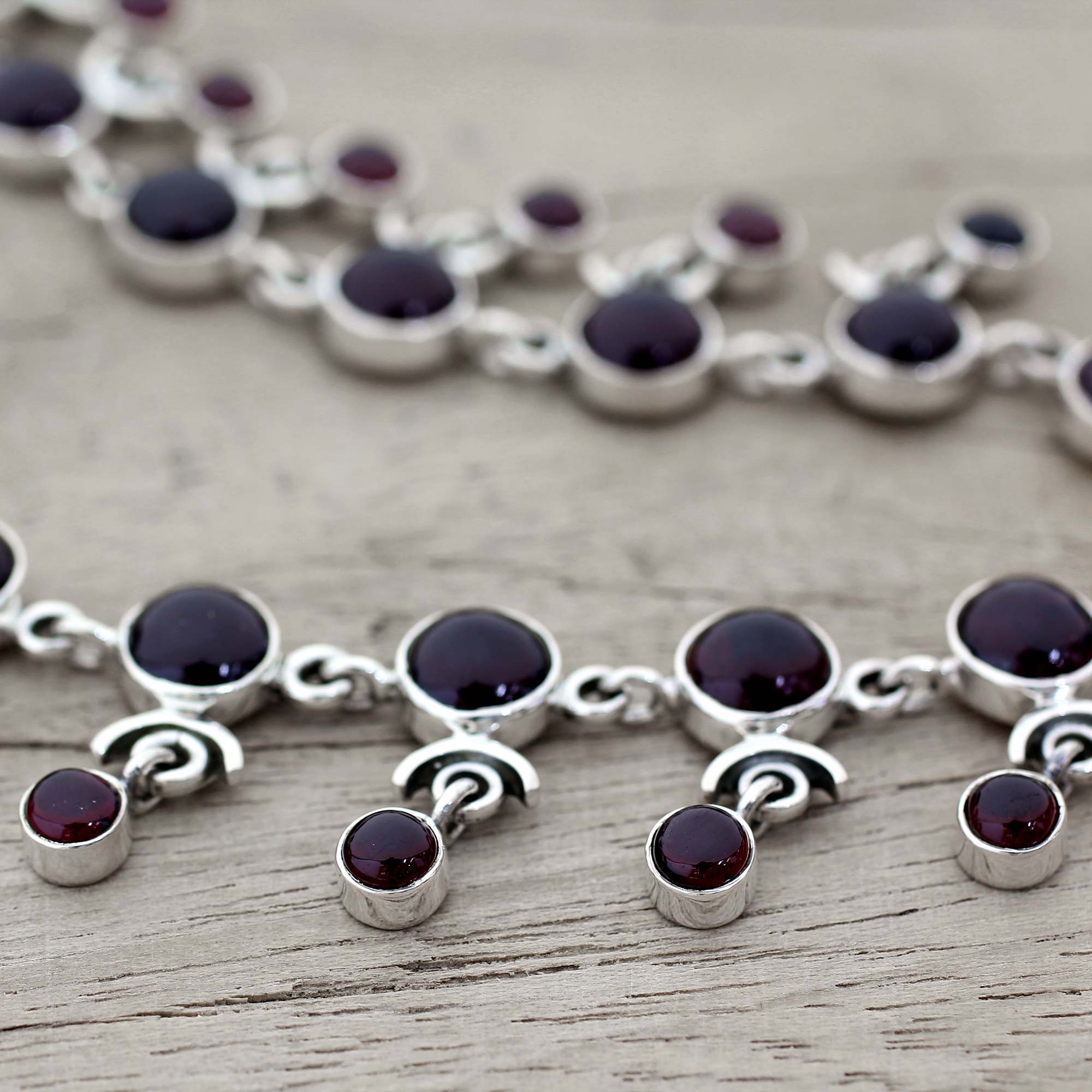 Premium Gratitude Garnet Choker - Artisan Crafted Sterling Silver Necklace