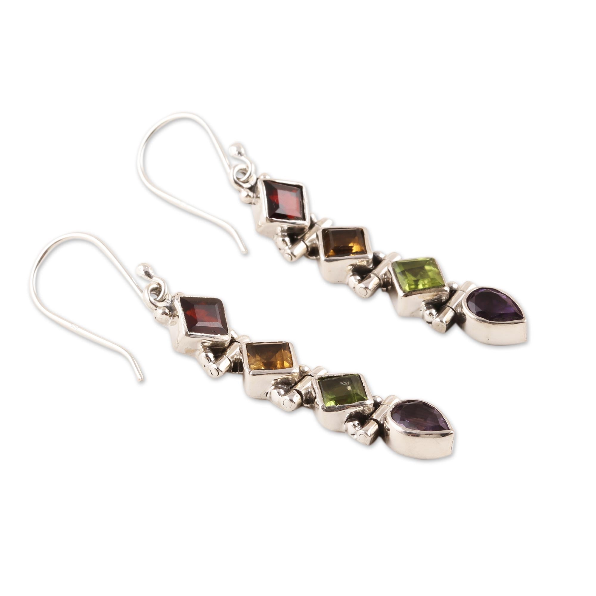 Premium Gemstone Fusion Dangle Earrings - Handcrafted in India