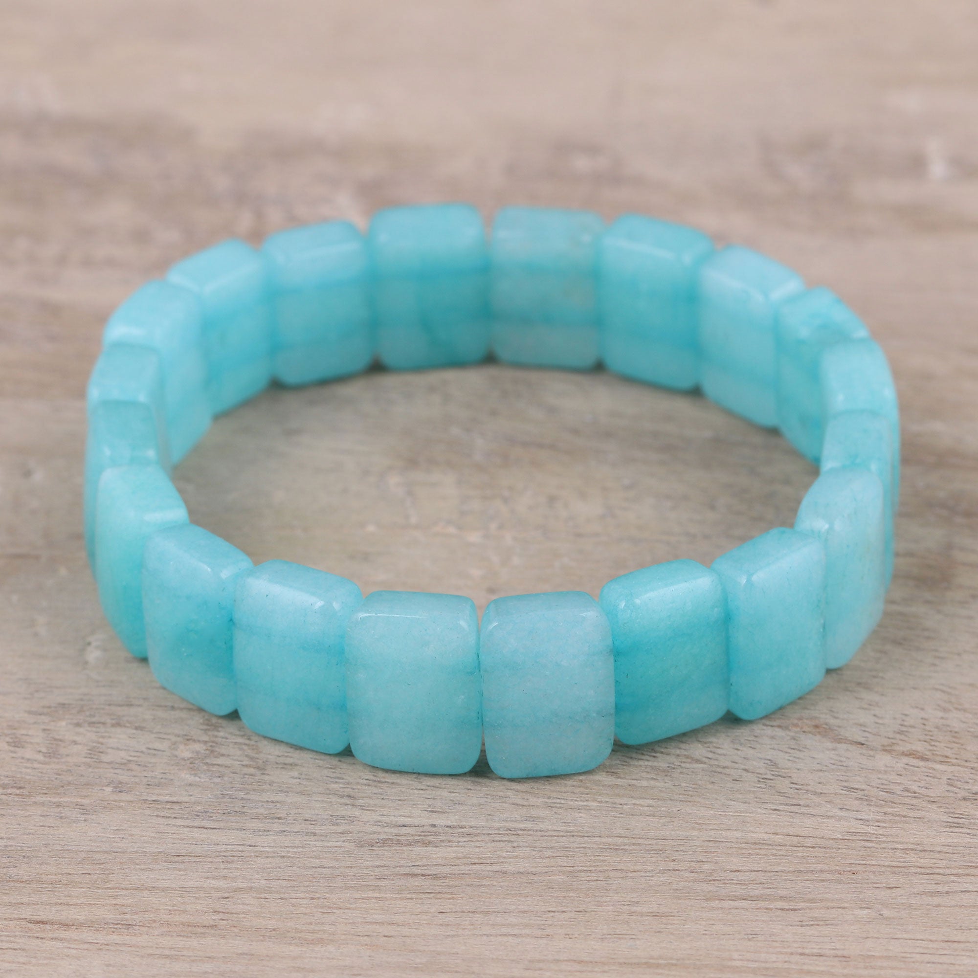 Premium Blue Agate Stretch Bracelet – Handcrafted Harmony from India