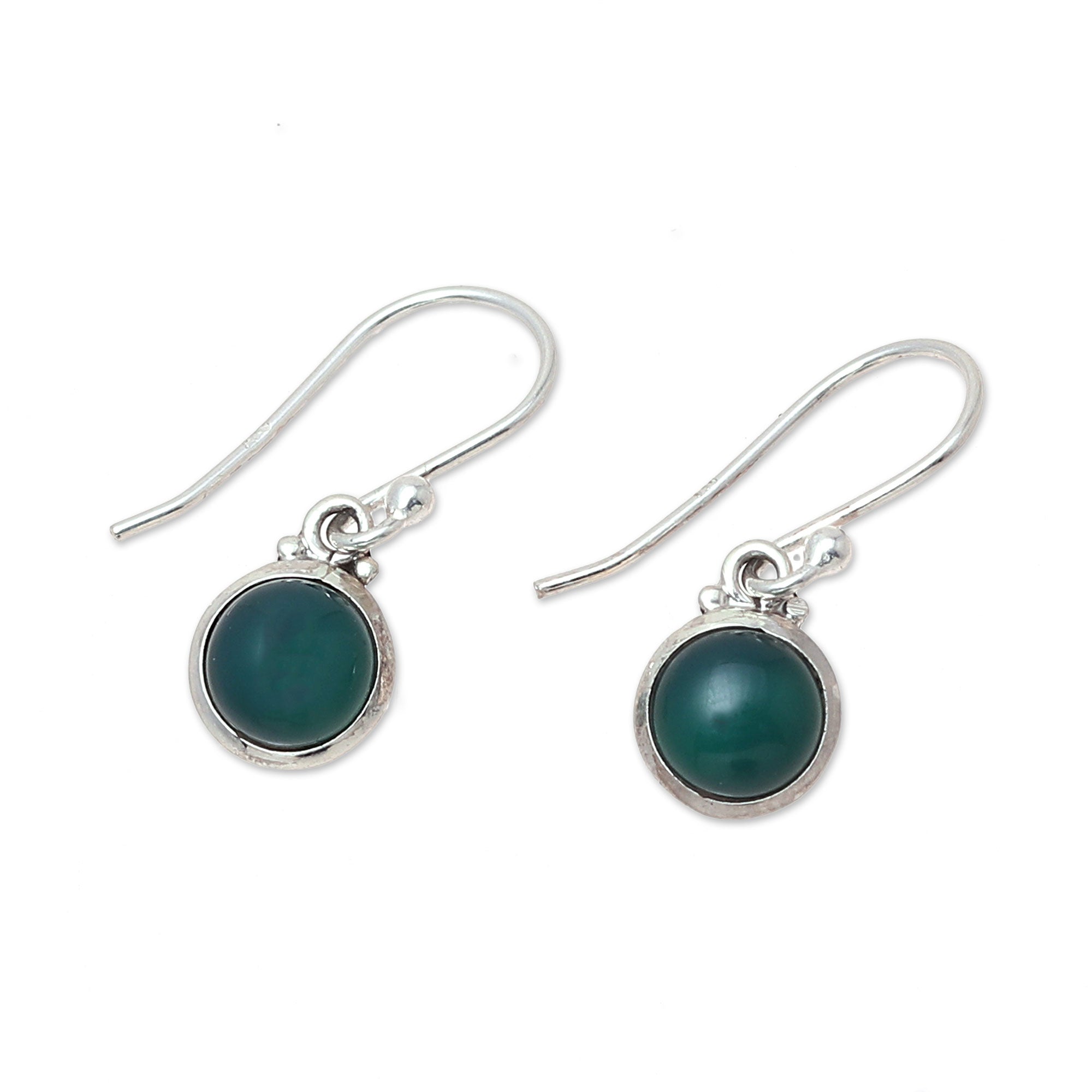 Premium Green Onyx Sterling Silver Dangle Earrings – Handcrafted in India