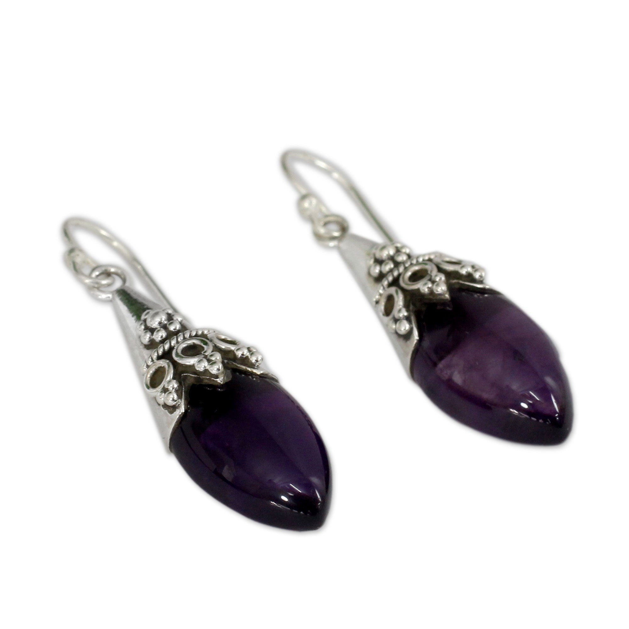 Premium Kerala Princess Amethyst Dangle Earrings - Handcrafted Elegance