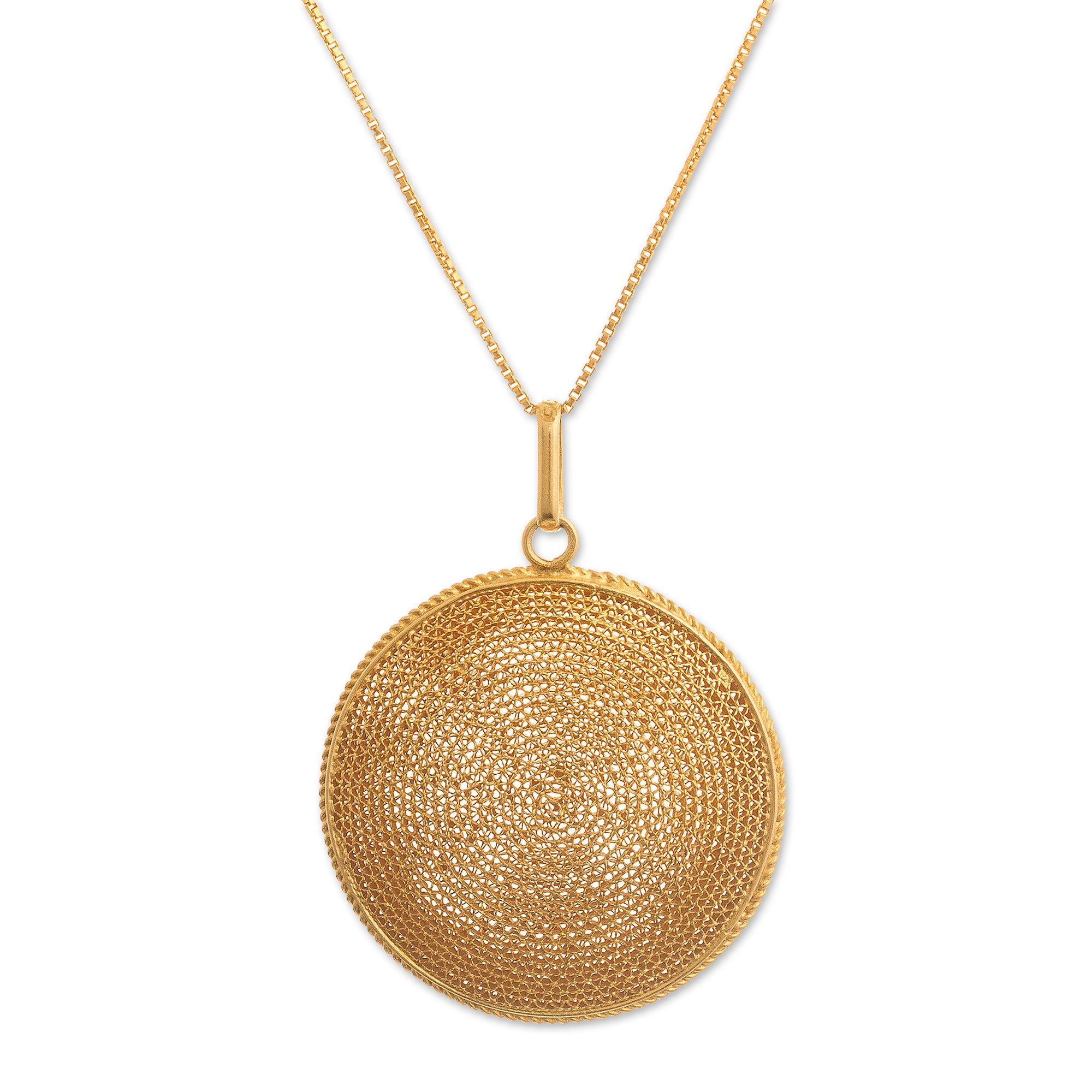 Premium Peruvian Gold-Plated Filigree Pendant Necklace - Temple of the Sun