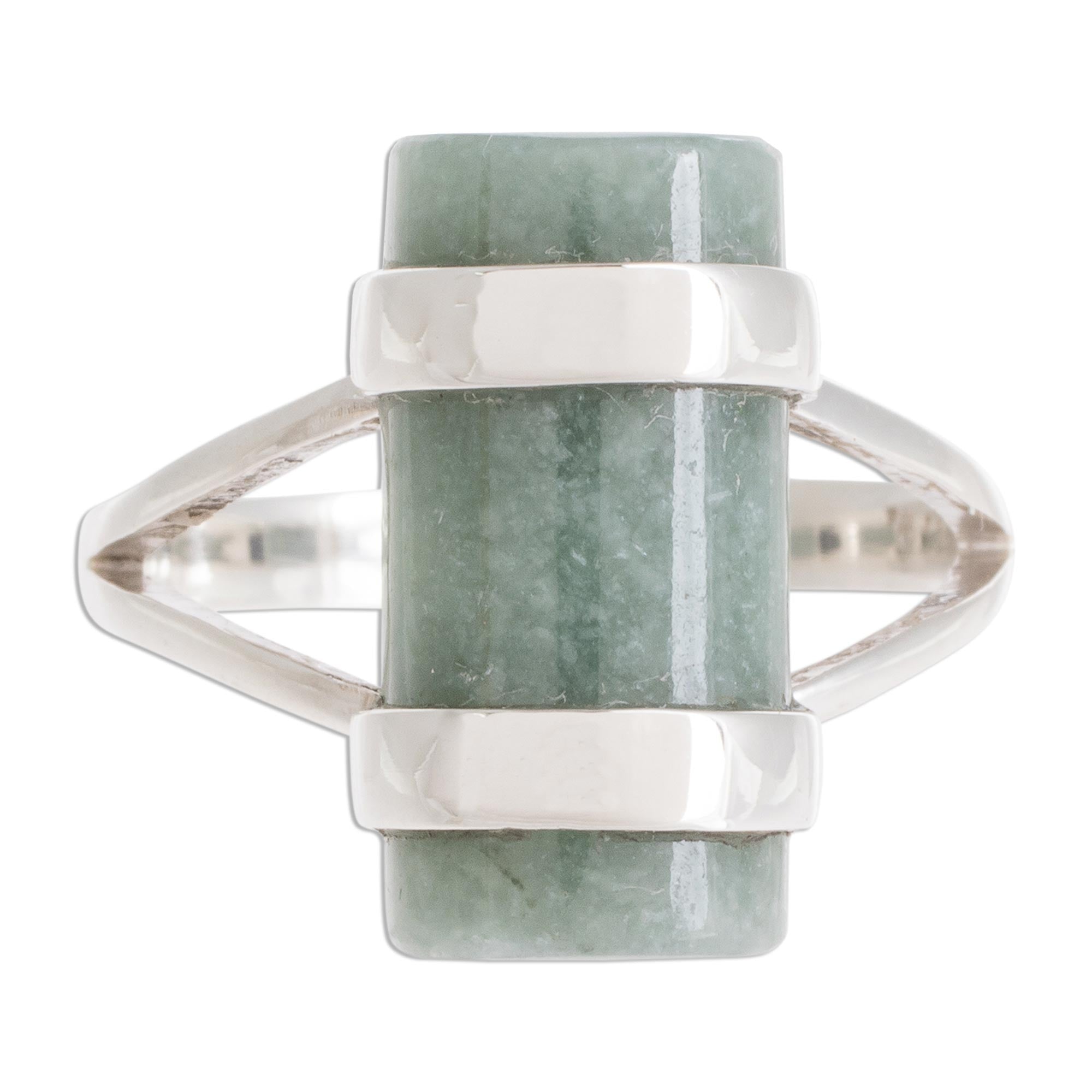 Premium Apple Green Jade Cocktail Ring - Handcrafted in Guatemala