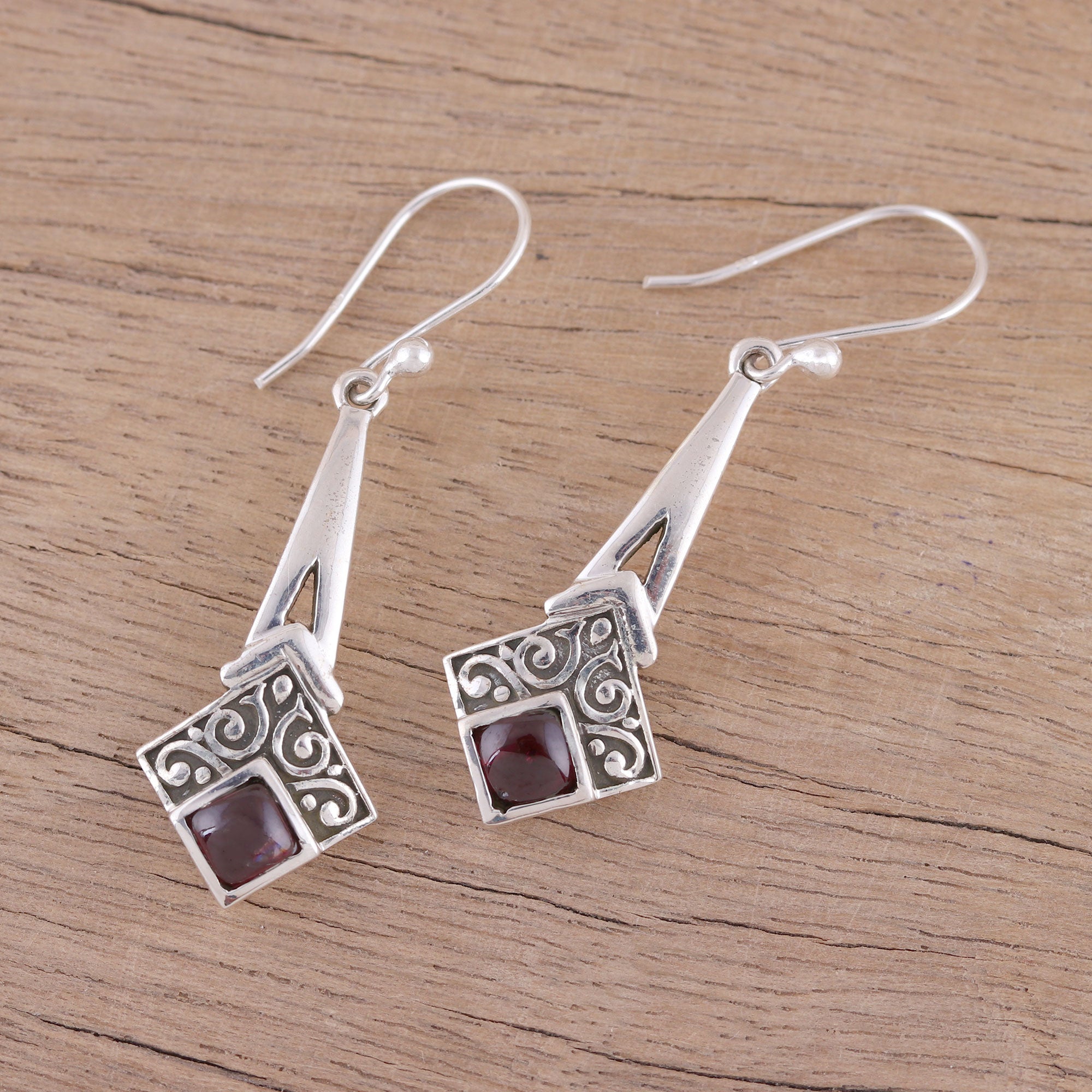 Premium Garnet Dangle Earrings – Handcrafted Sterling Silver Jewelry