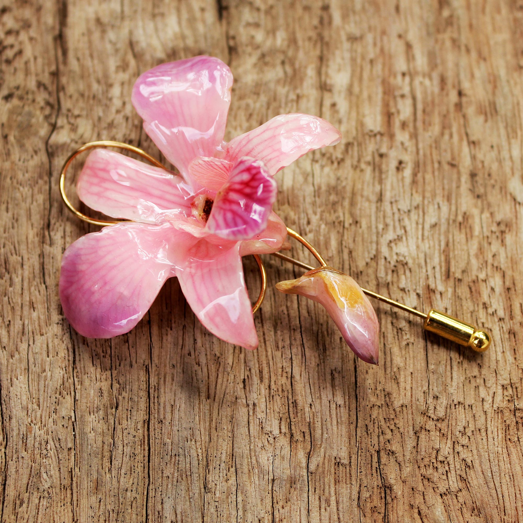 Premium Eternal Orchid Gold-Plated Brooch Pin