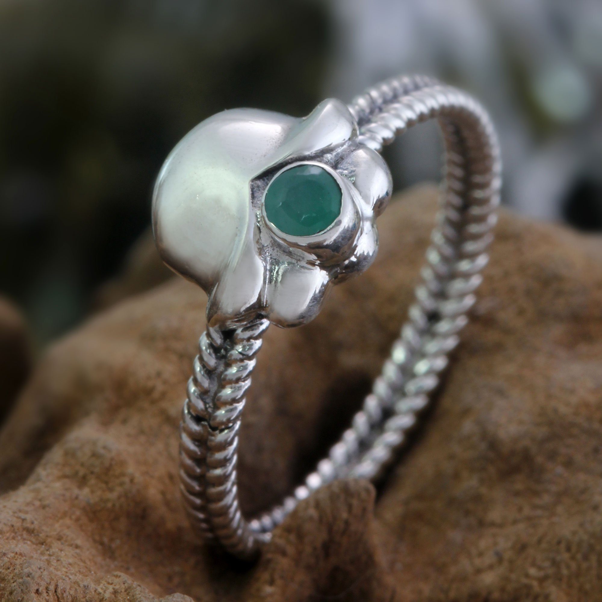 Premium Lily of the Valley Sterling Silver & Emerald Ring - Handcrafted Elegance