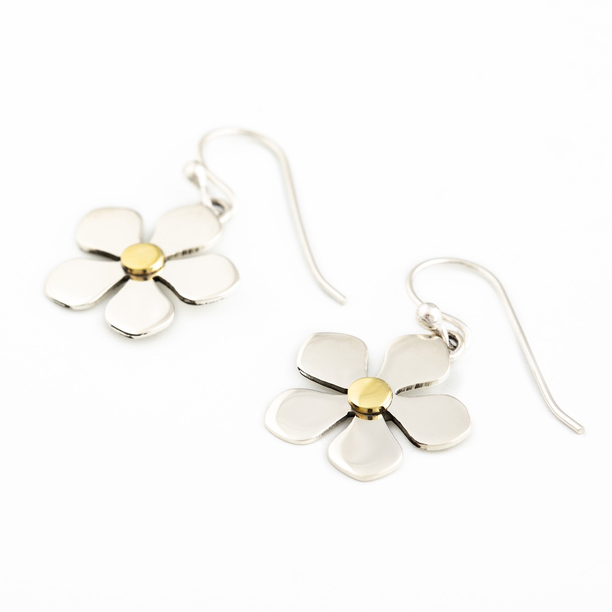 Premium Mixed Metal Flower Dangle Earrings