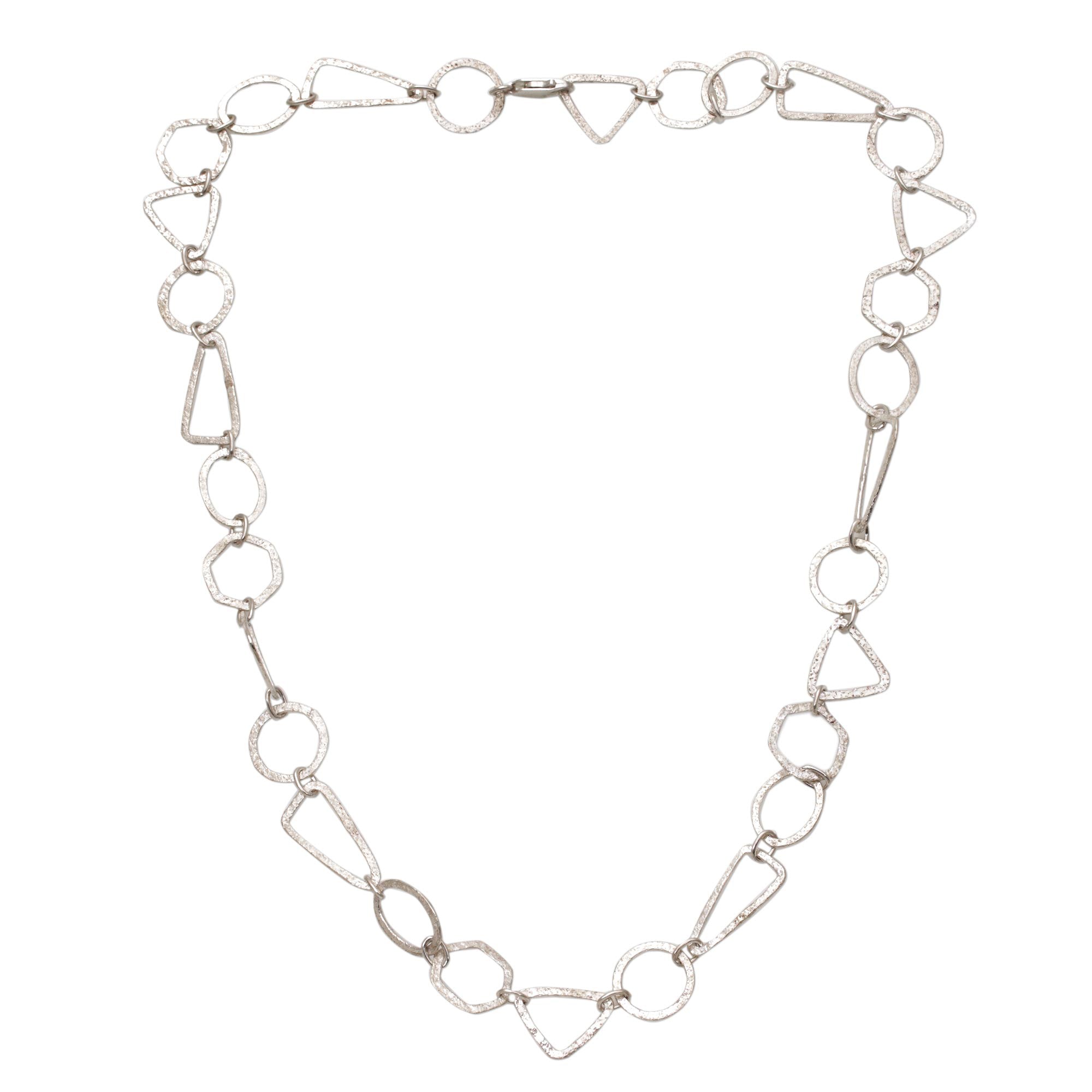 Premium Modern Simplicity Silver Link Necklace - Handcrafted Geometric Design