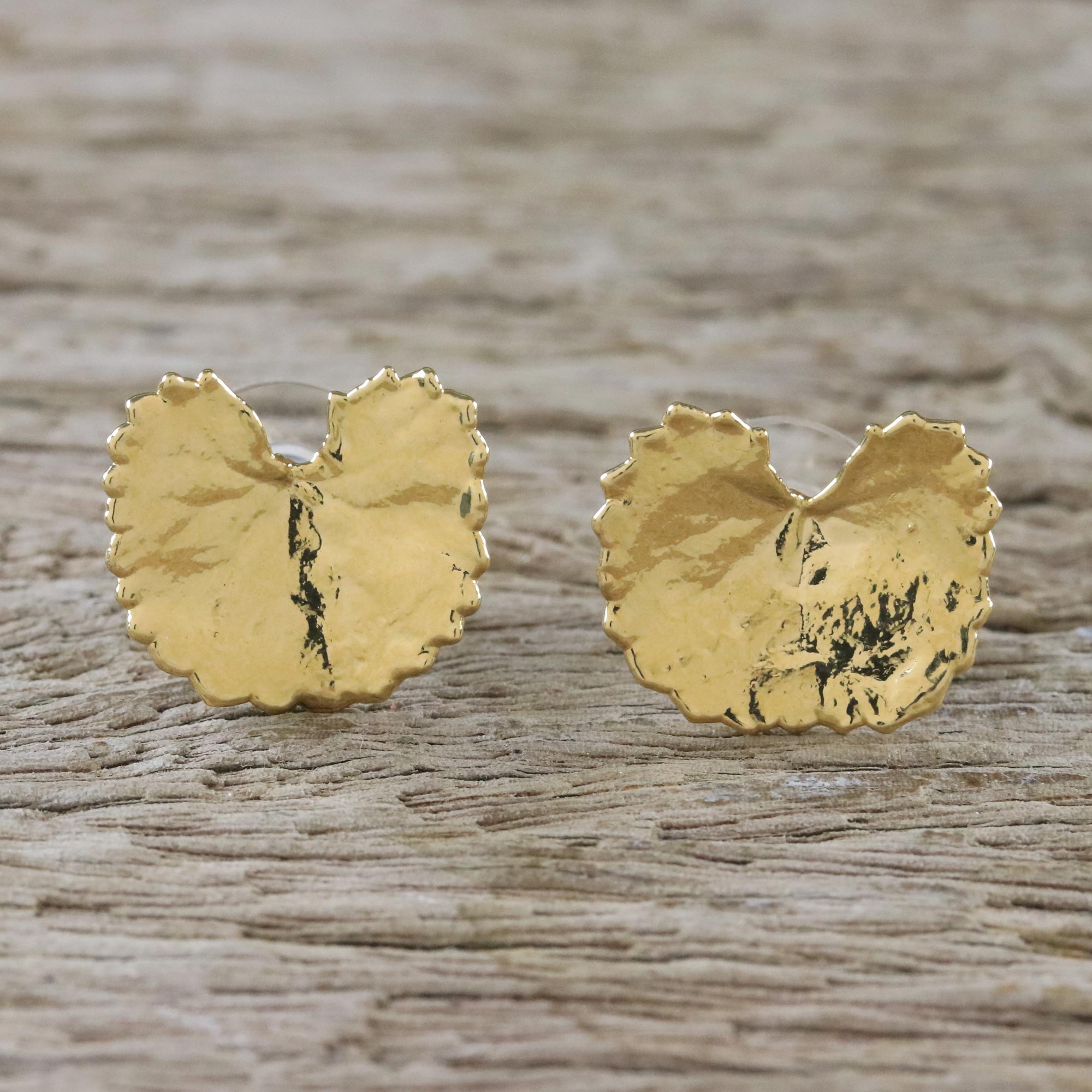 Premium Gold-Plated Centella Leaf Earrings - Handcrafted in Thailand