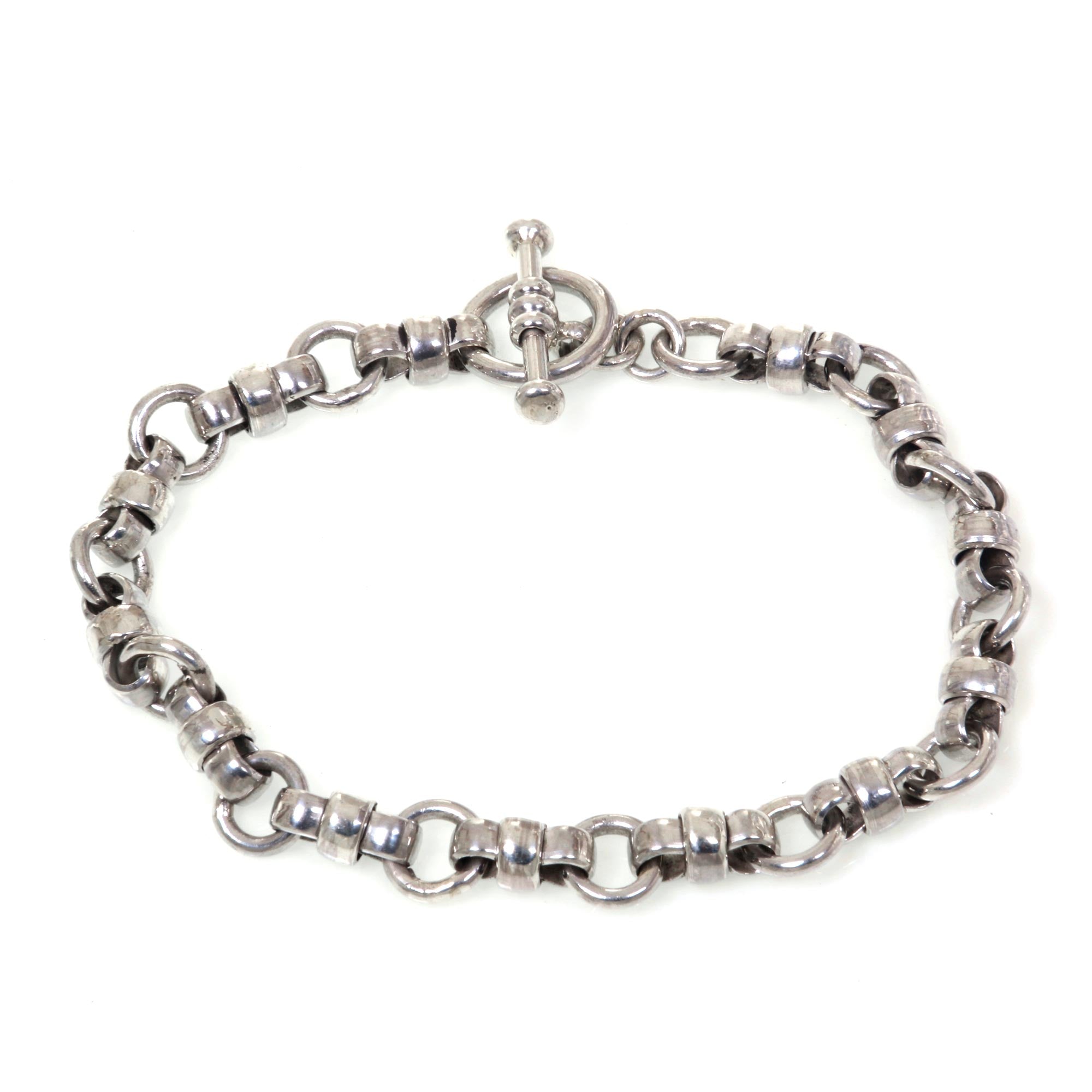 Premium Eight Motif Sterling Silver Link Bracelet - Handcrafted Minimalist Jewelry