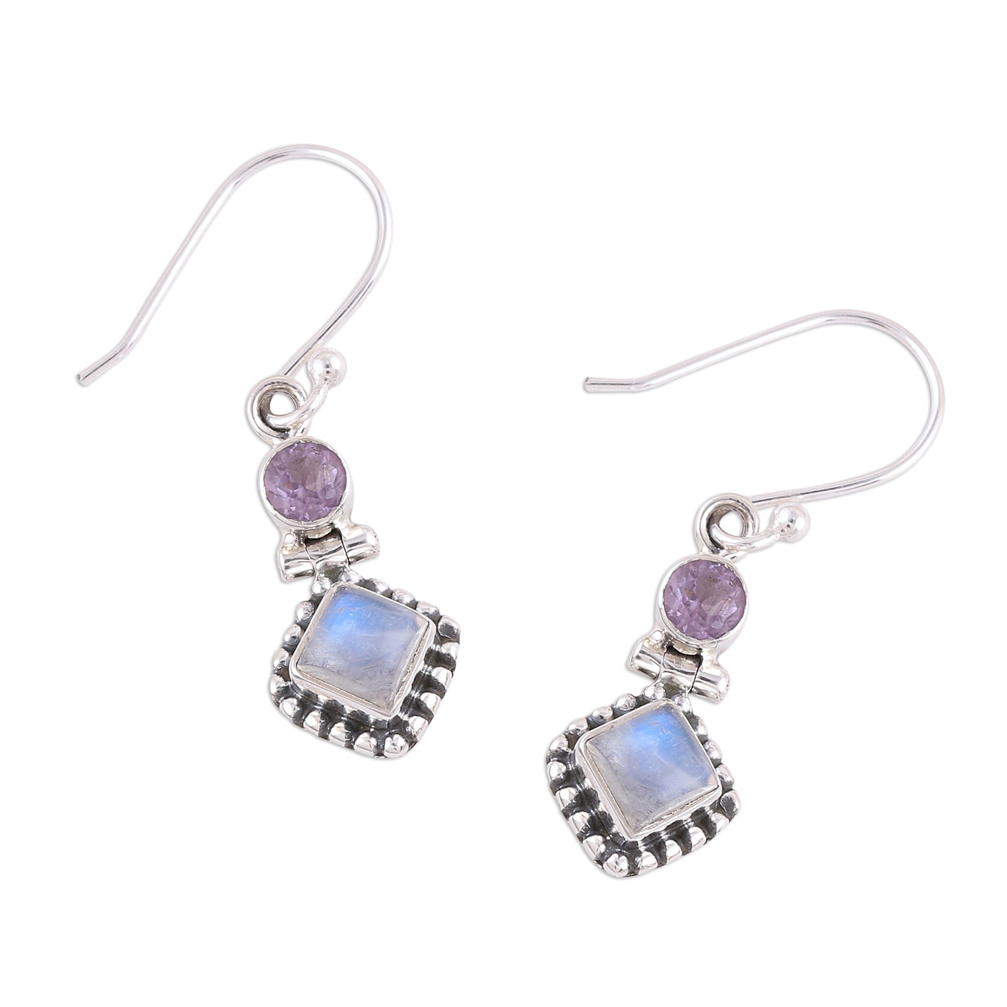 Premium Enchanting Duo Handmade Multi-Gemstone Sterling Silver Dangle Earrings