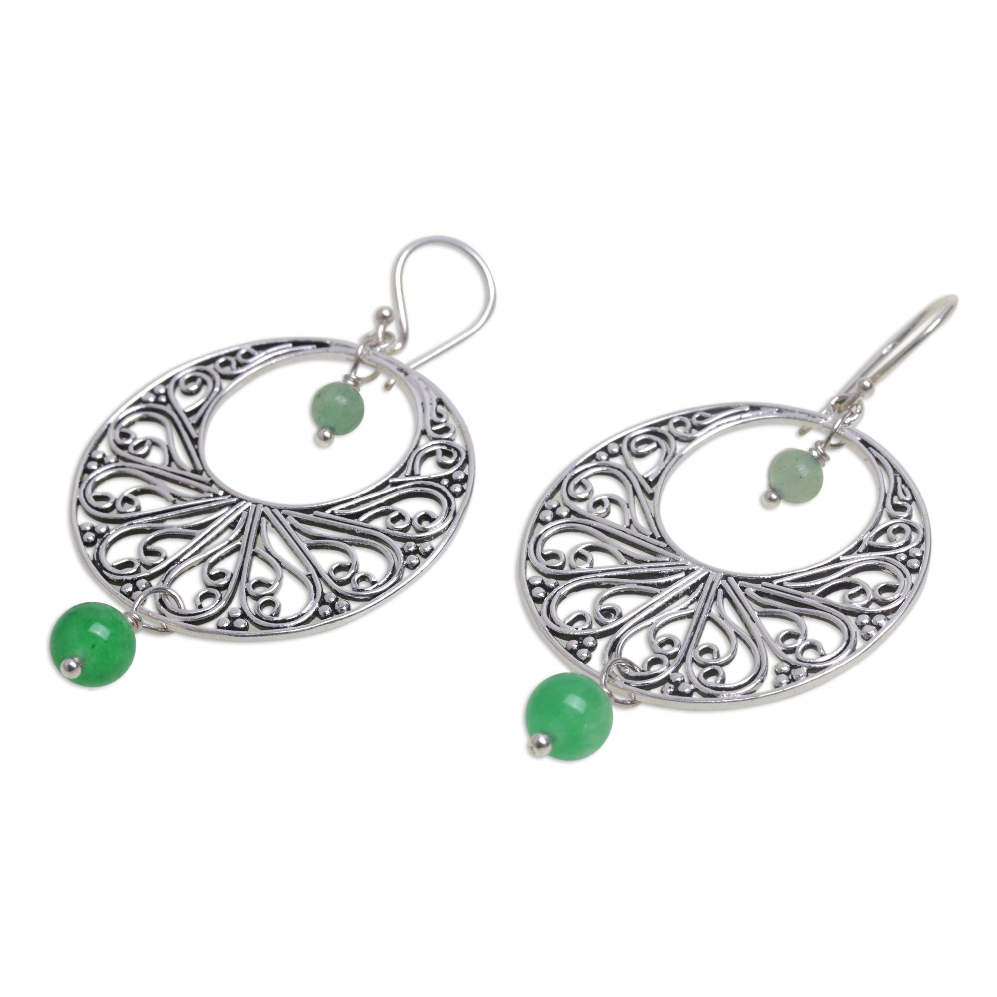 Premium Handmade 925 Sterling Silver Green Quartz Dangle Earrings - Elegant Ballroom Dance Accessories