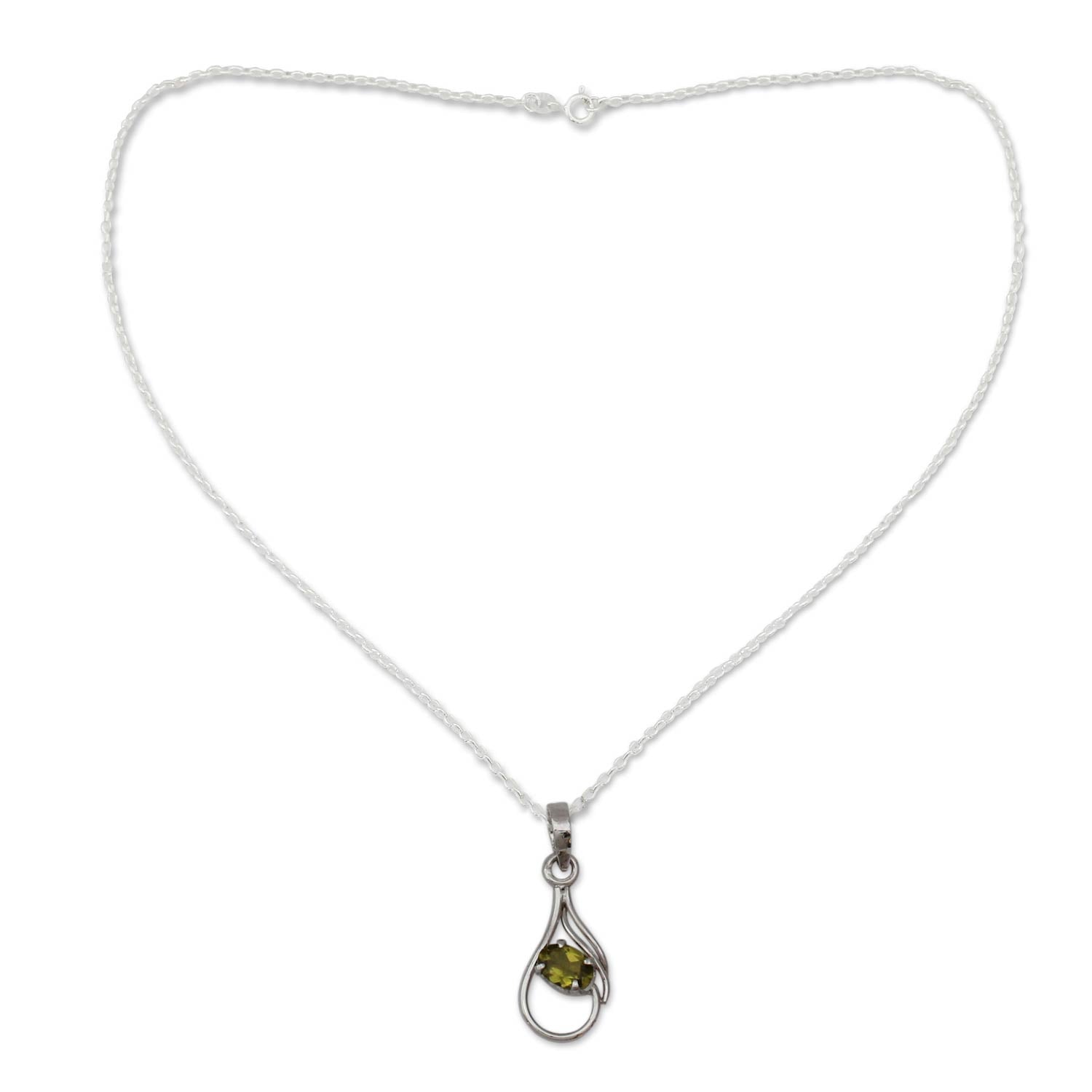 Premium Peridot Pendant Necklace - Sterling Silver & Rhodium Plated