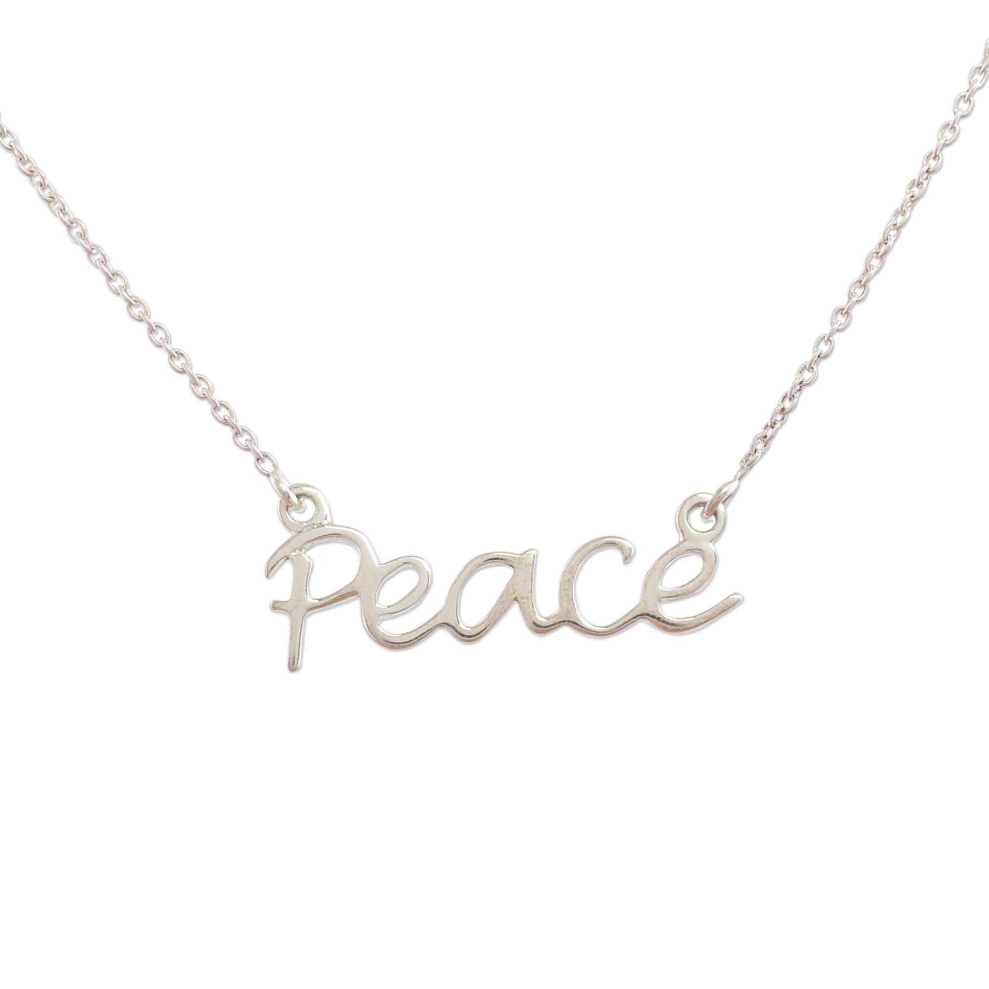 Premium Peace Mantra Silver Pendant Necklace - Handcrafted Harmony