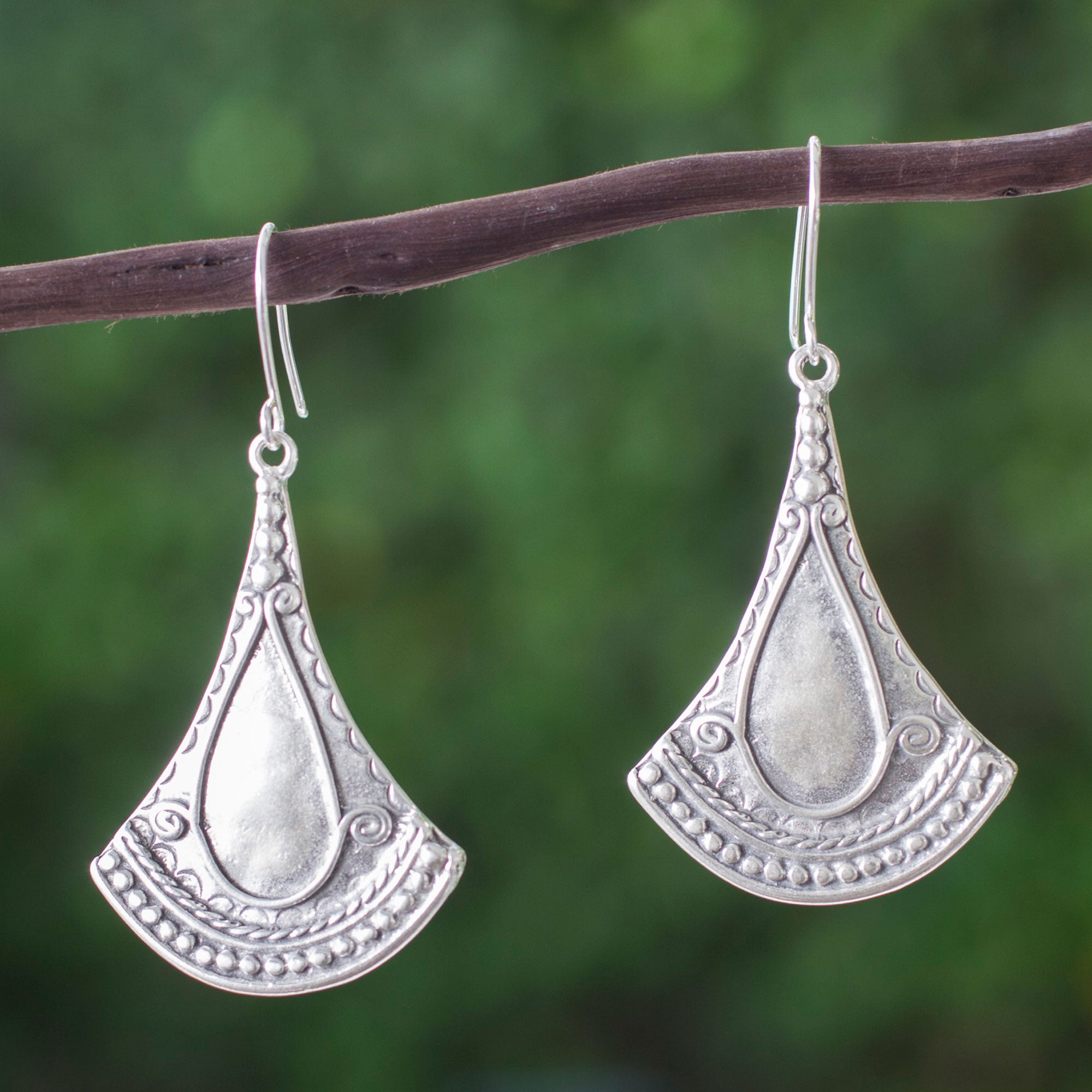 Premium Mexican Fantasy Taxco Silver Dangle Earrings - Handcrafted Elegance