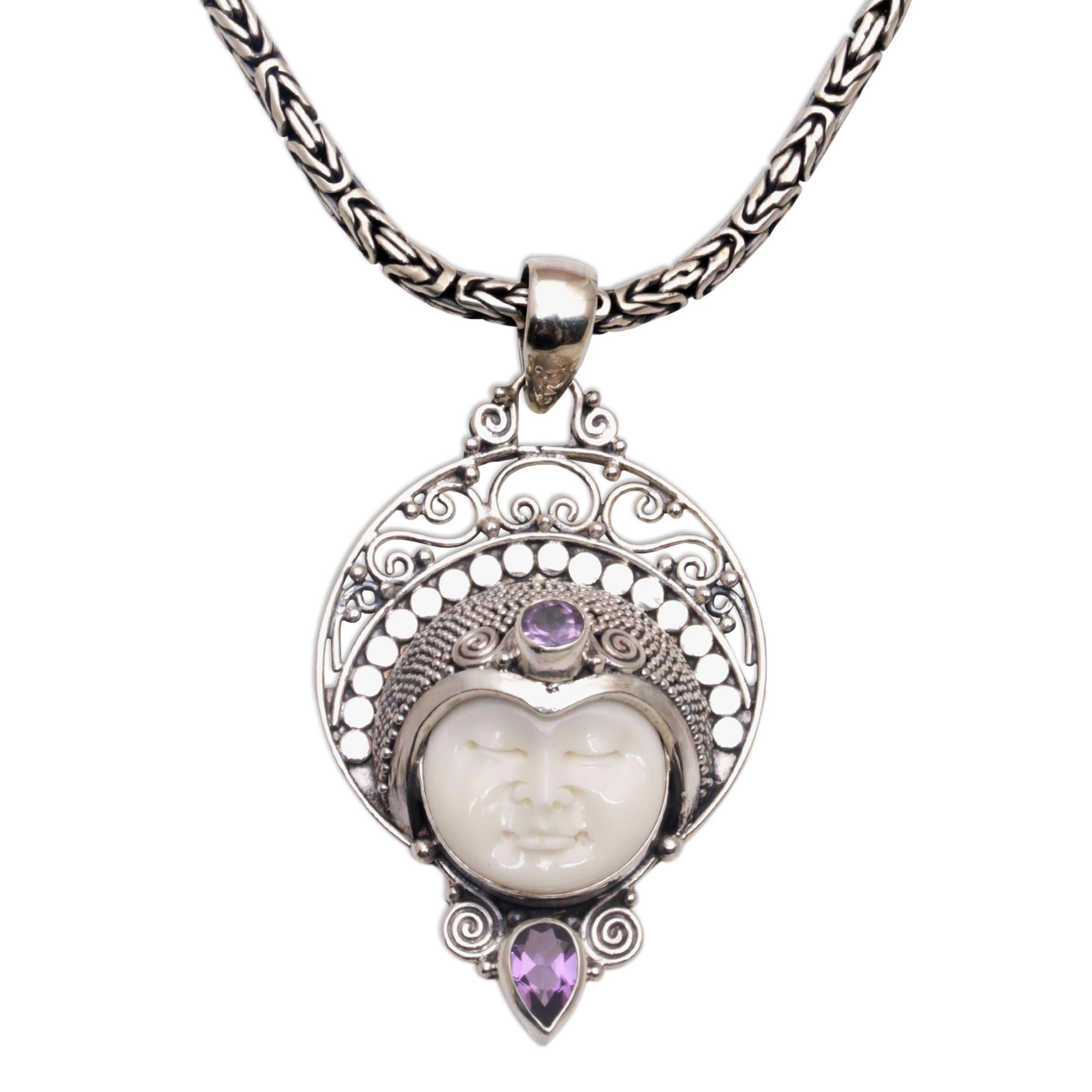 Premium Lunar Queen Amethyst Pendant Necklace - Handcrafted Jewelry