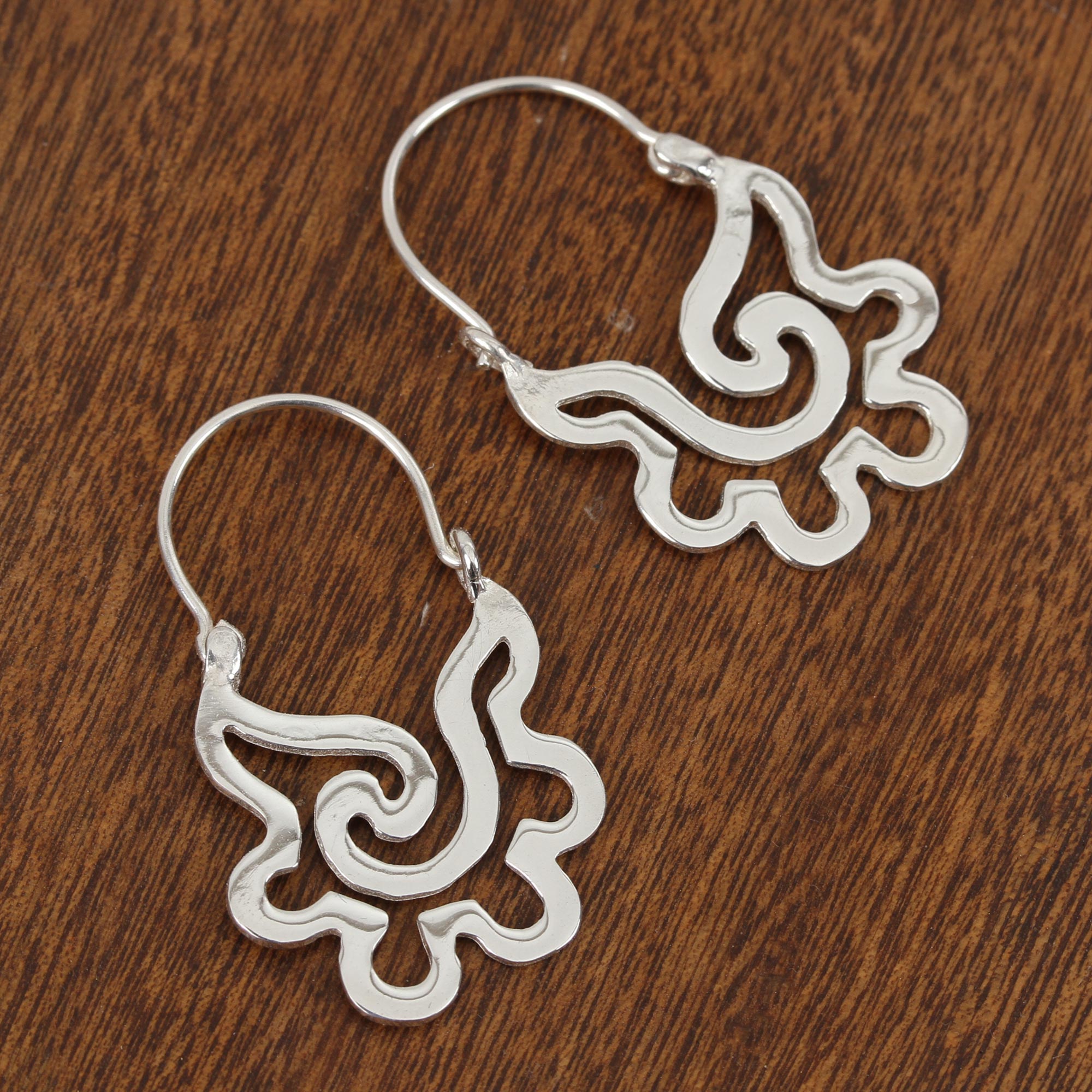 Premium Aztec Seashell Sterling Silver Hoop Earrings