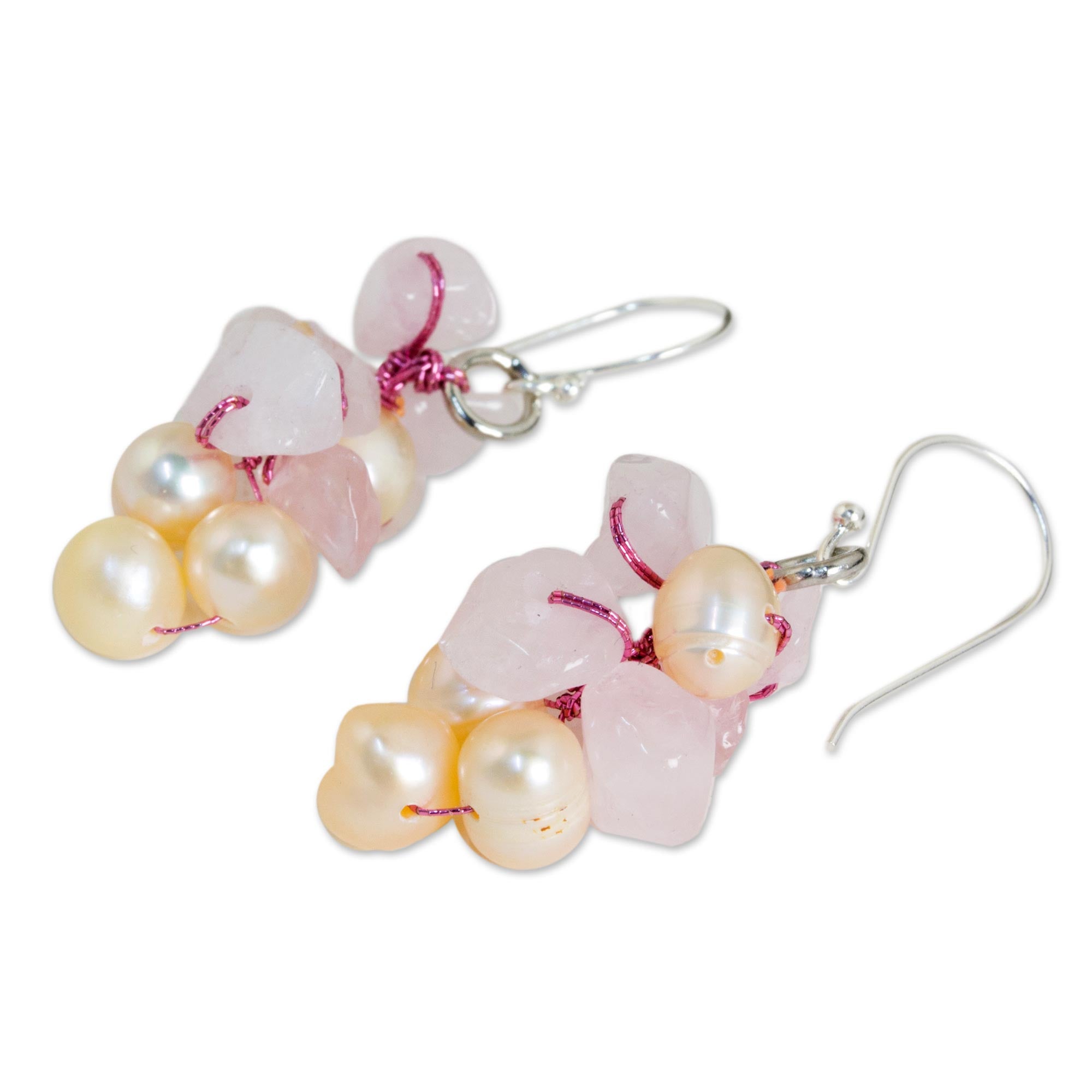 Premium Pink Bouquet Pearl Earrings - Handcrafted Elegance