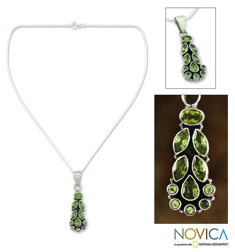 Premium Peridot Sterling Silver Pendant Necklace - Handcrafted Elegance