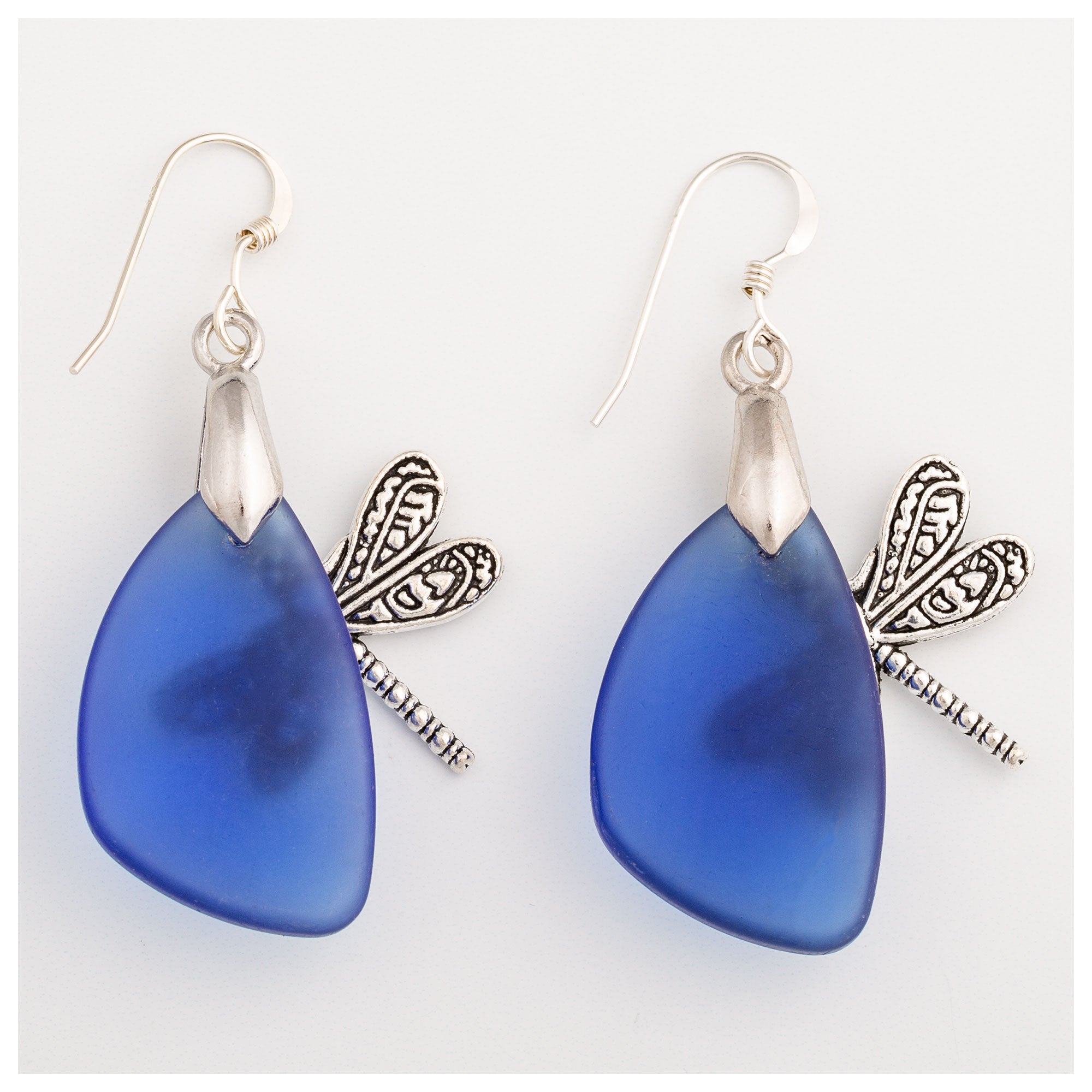 Premium Dragonfly Sea Glass Earrings – Nature-Inspired Elegance